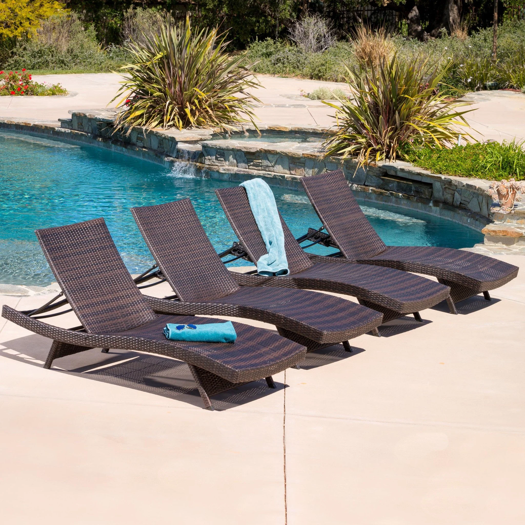Lakeport Outdoor Adjustable Chaise Lounge Chairs (Set of 4) - furnishings