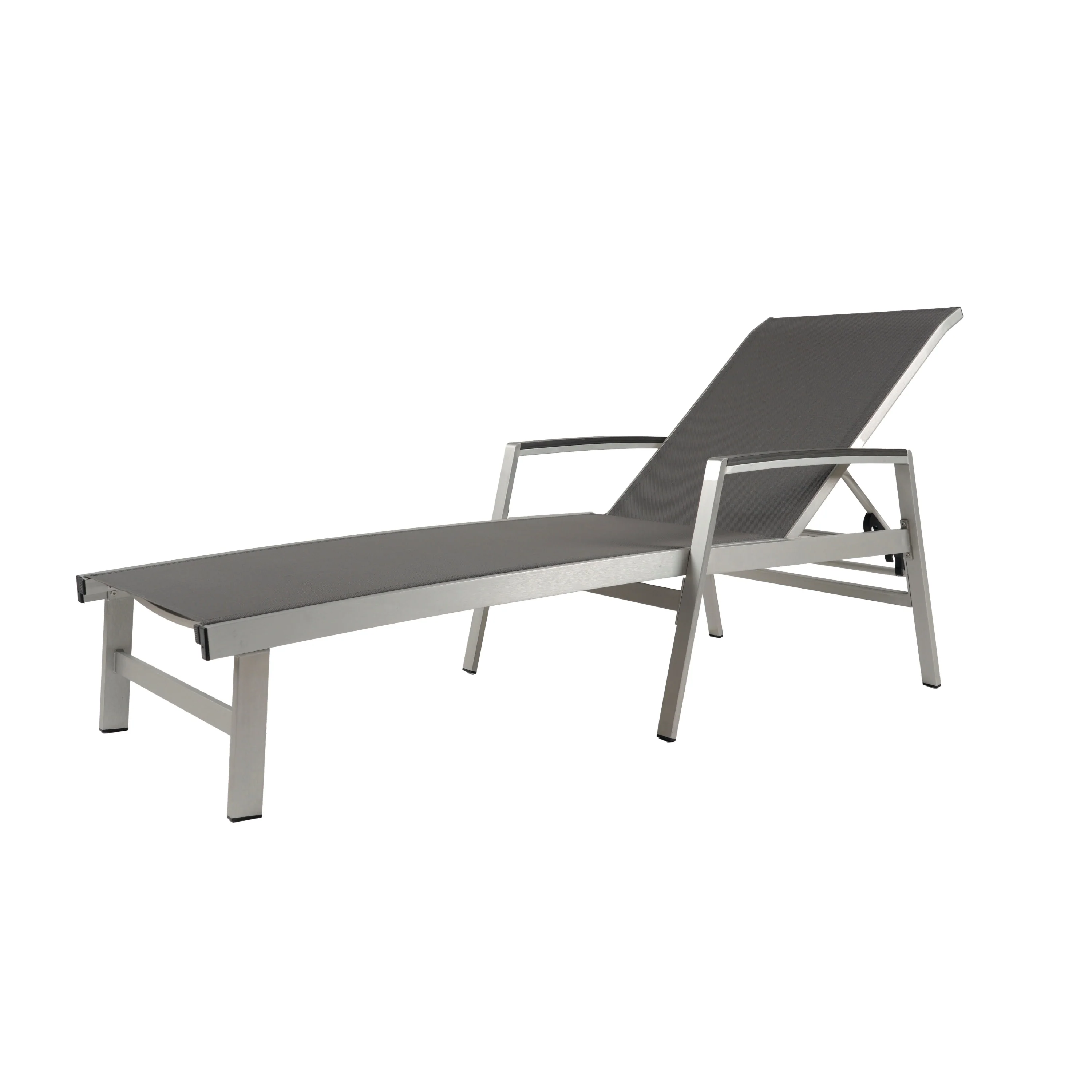 Hollaborn Outdoor Modern Gray Mesh Chaise Lounge - furnishings