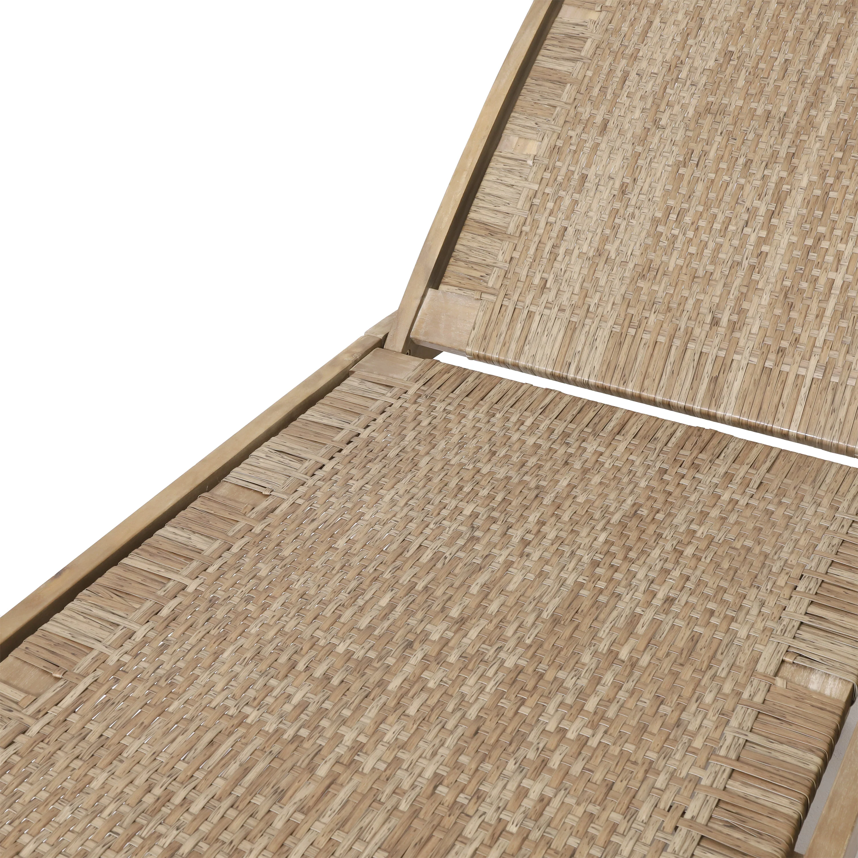 Stetson Outdoor Acacia Wood and Flat Wicker Chaise Lounge - furnishings