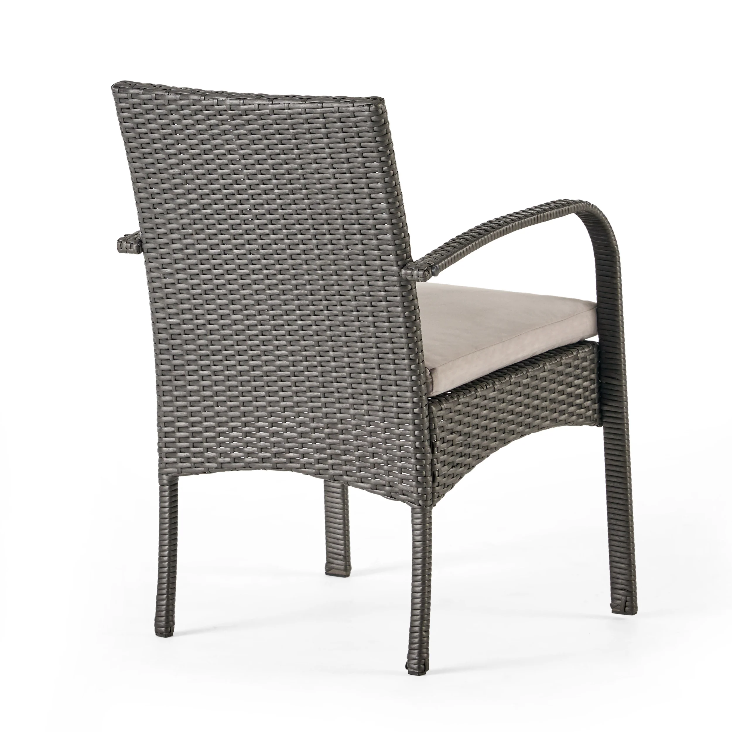 Jerica Outdoor 3 Piece Wood and Wicker Bistro Set, Gray and Gray - furnishings