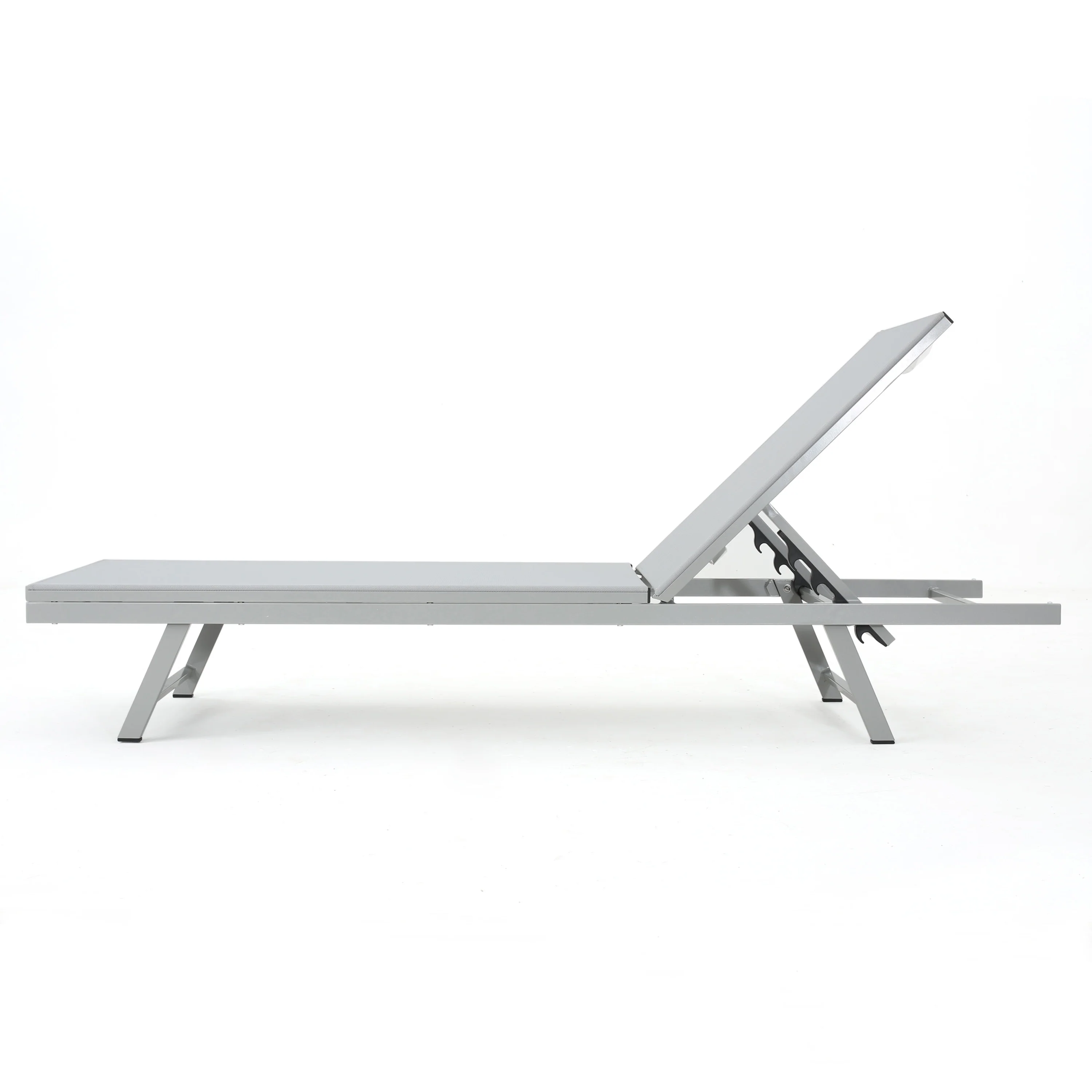 Holm Outdoor Gray Mesh Chaise Lounge with Aluminum Frame - furnishings