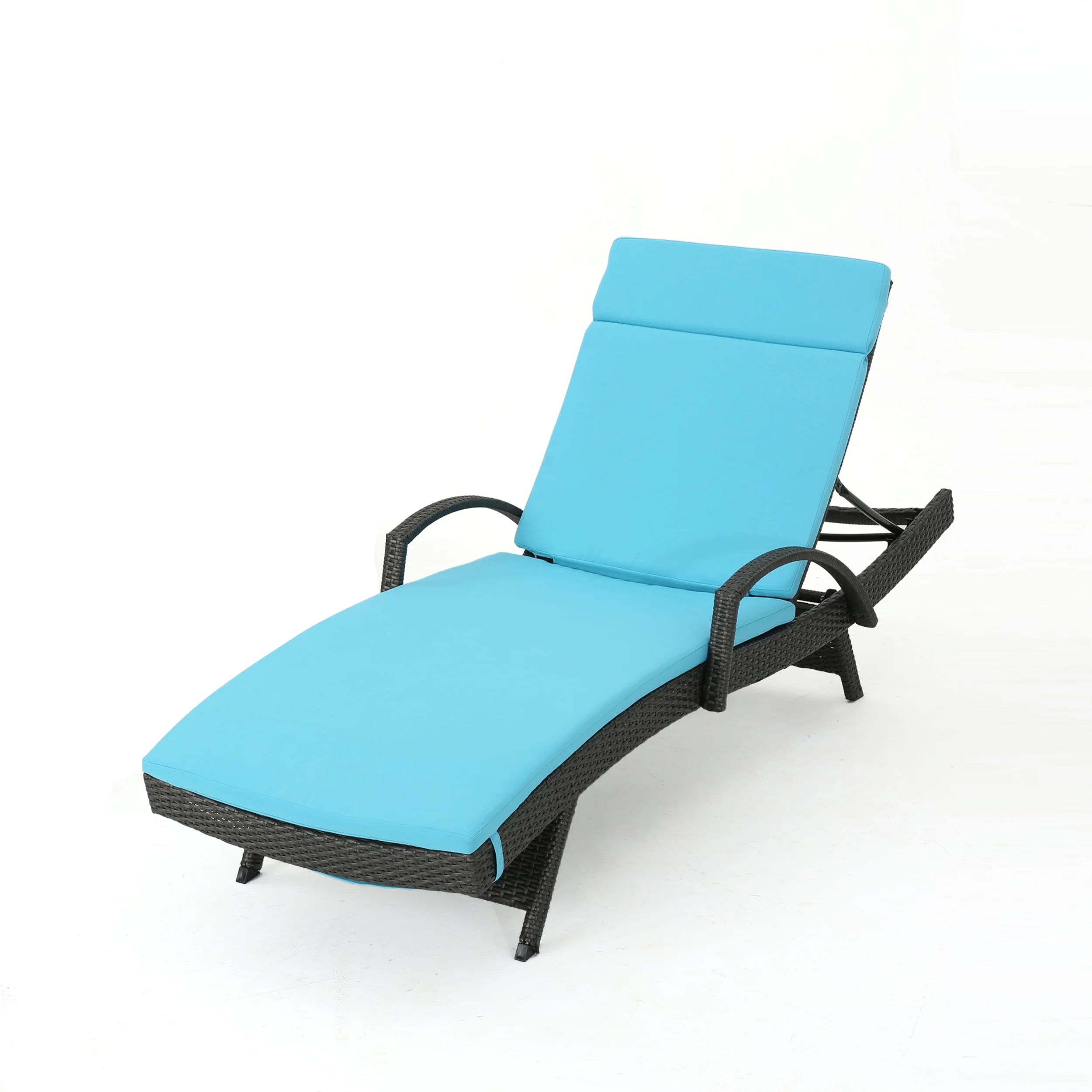 Solaris Outdoor Grey Wicker Armed Chaise Lounge w/ Water Resistant Cushion - furnishings