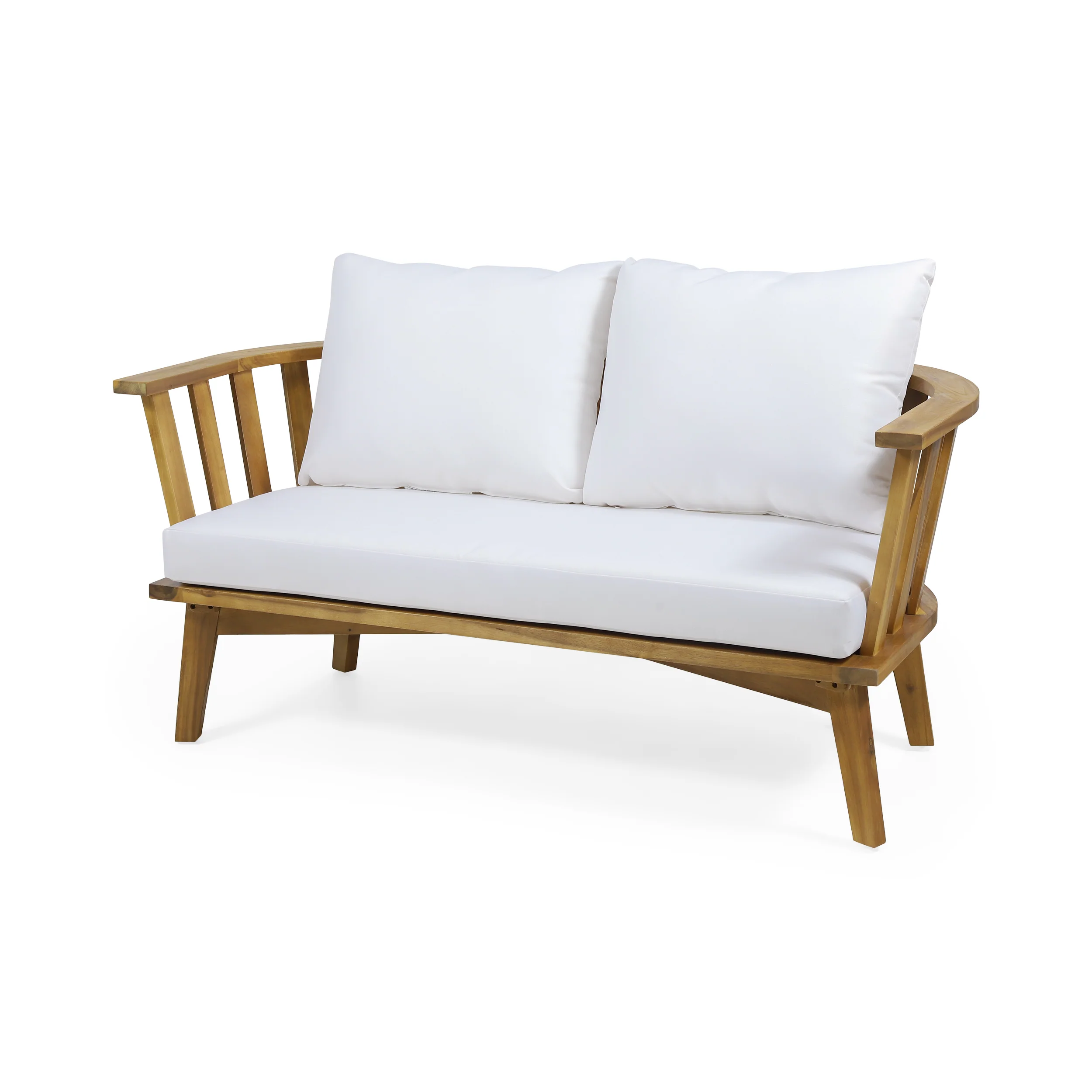 Laiah Outdoor Wooden Loveseat and Coffee Table Set - furnishings
