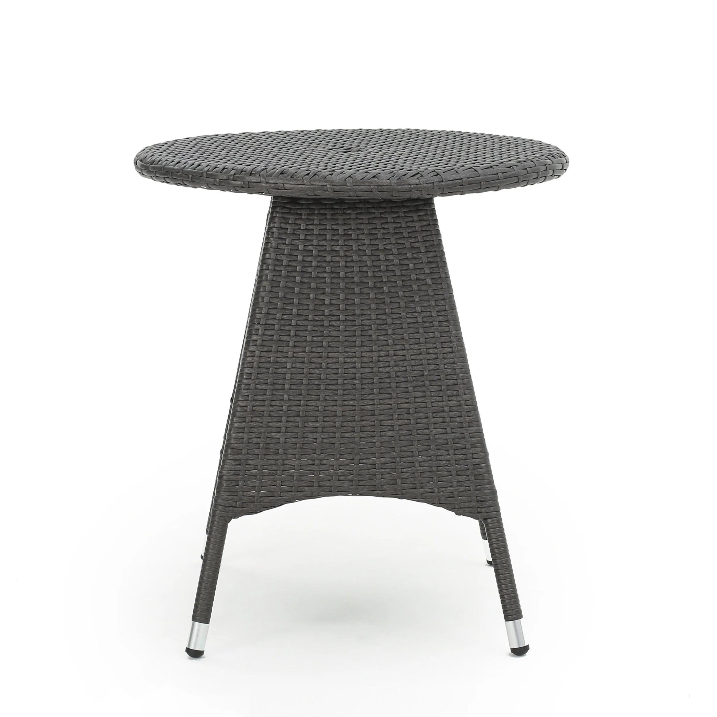 Frank Outdoor 3 Piece Wicker Bistro Set, Grey with Silver Cushions - furnishings
