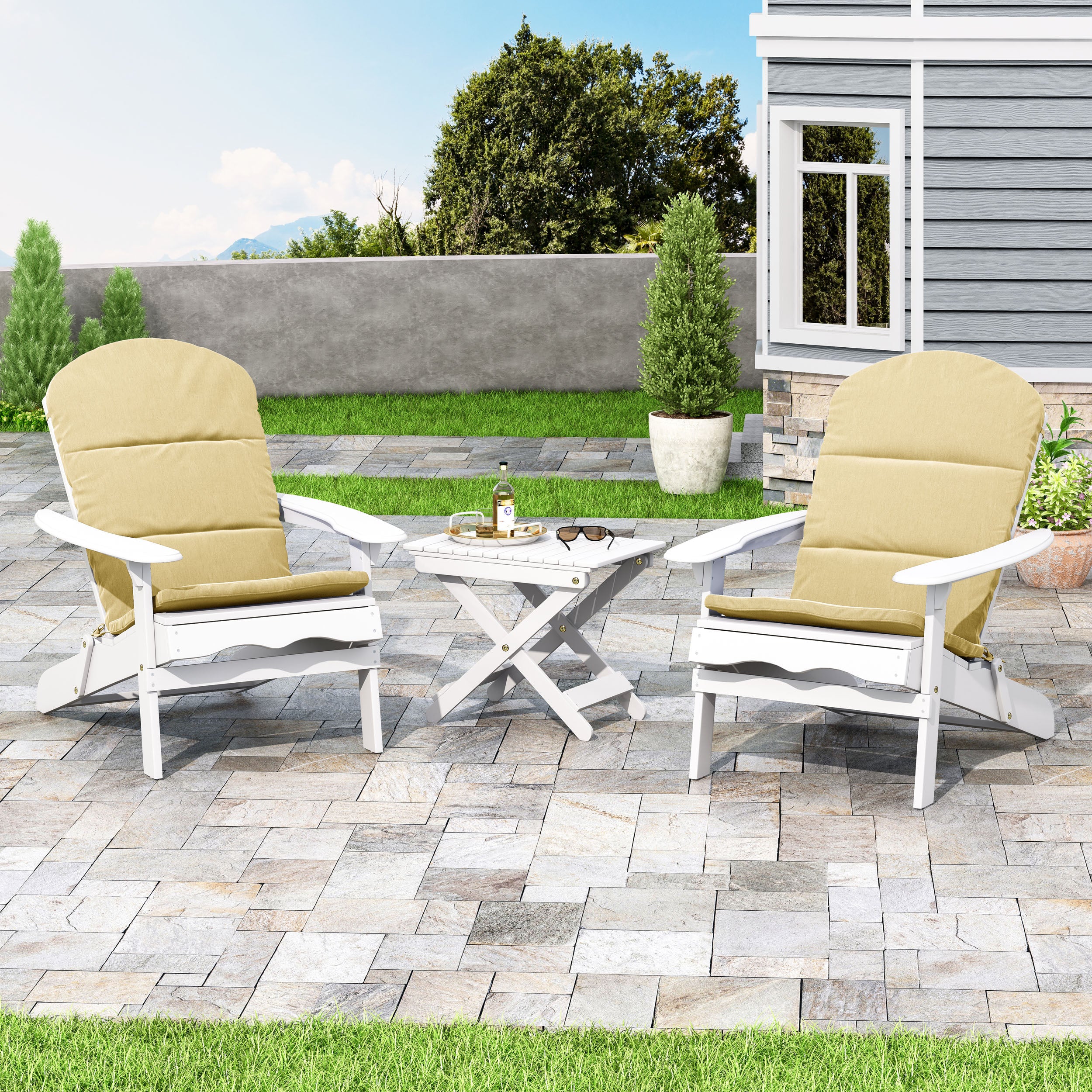 Reed Outdoor 2 Seater Acacia Wood Chat Set with Water Resistant Cushions - furnishings