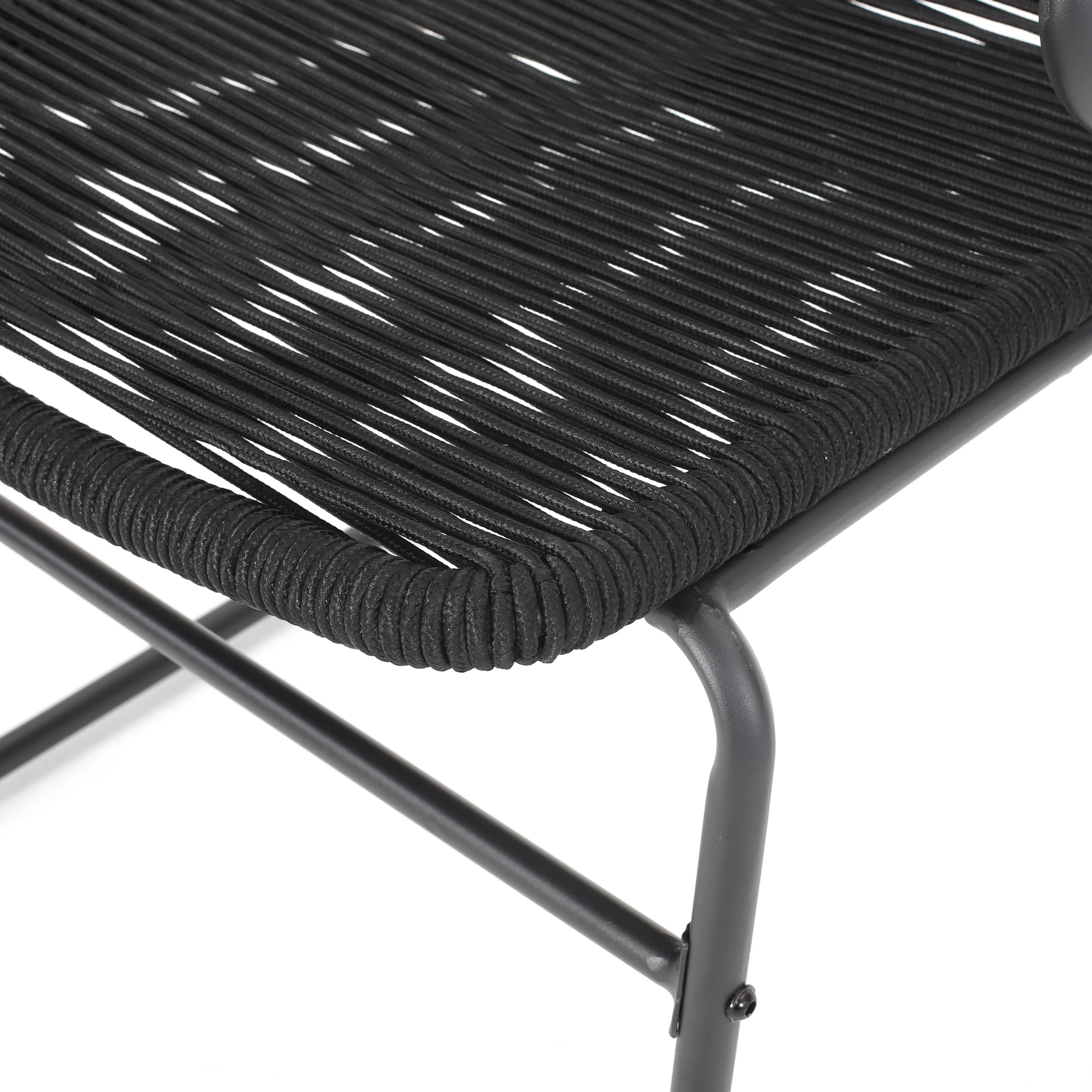 Laycee Modern Outdoor Rope Weave Chat Set with Side Table - furnishings