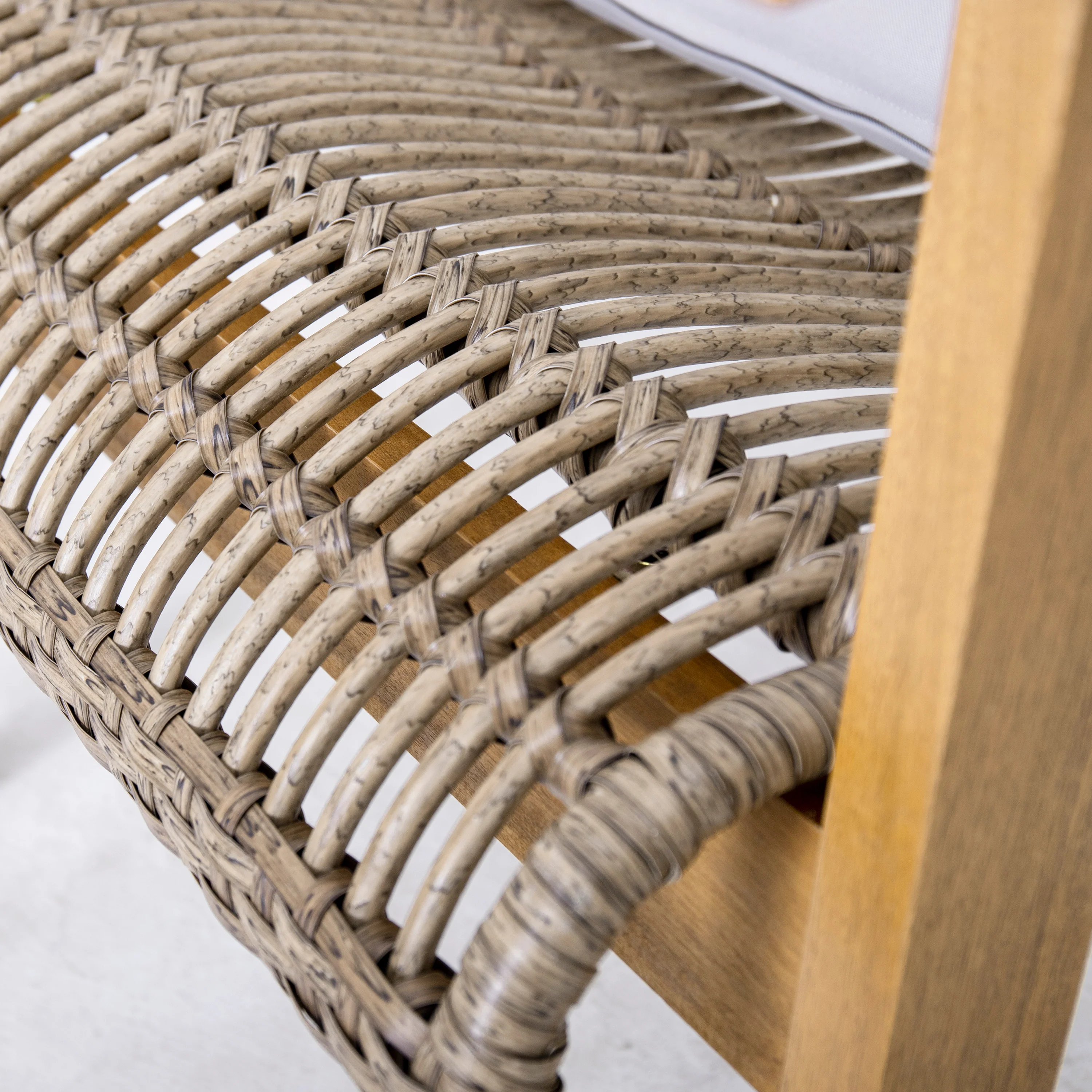 Aster Outdoor Teak Wood with both round and flat wicker club chair - furnishings