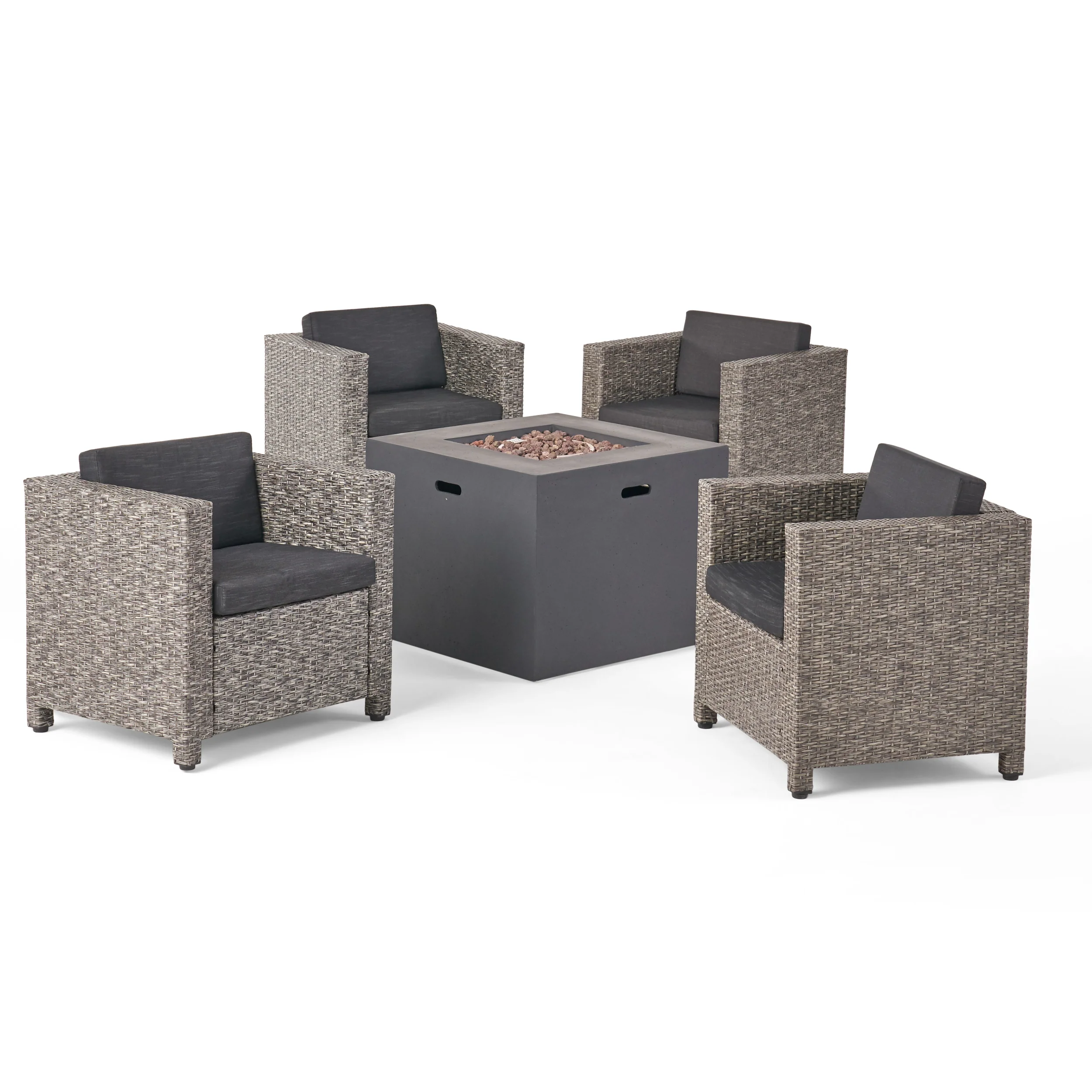 Venice 4-Seater Outdoor Fire Pit Chat Set - furnishings