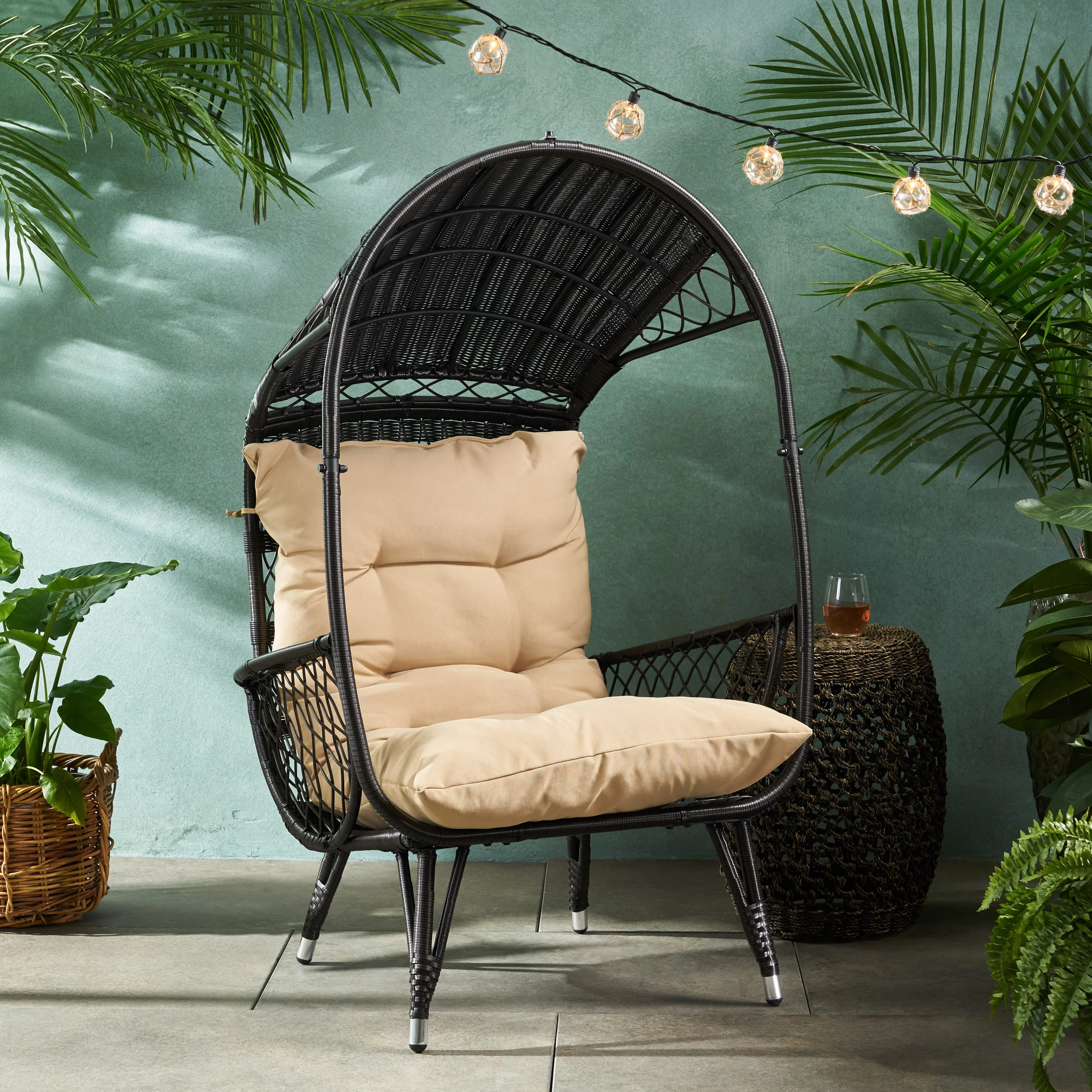 Primo Outdoor Wicker Freestanding Basket Chair - furnishings