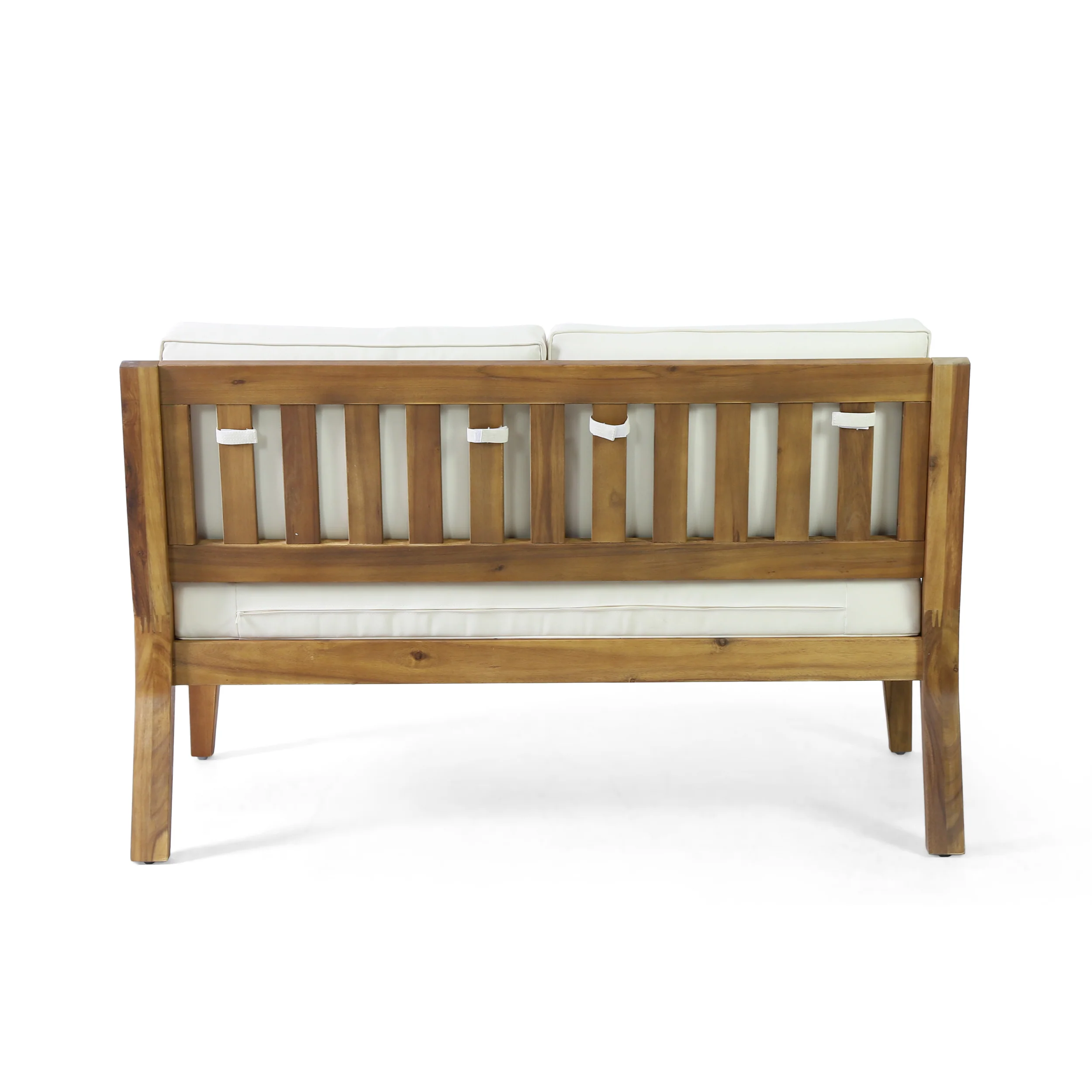 Camak Outdoor Acacia Wood Loveseat and Coffee Table Set, Teak, Beige - furnishings