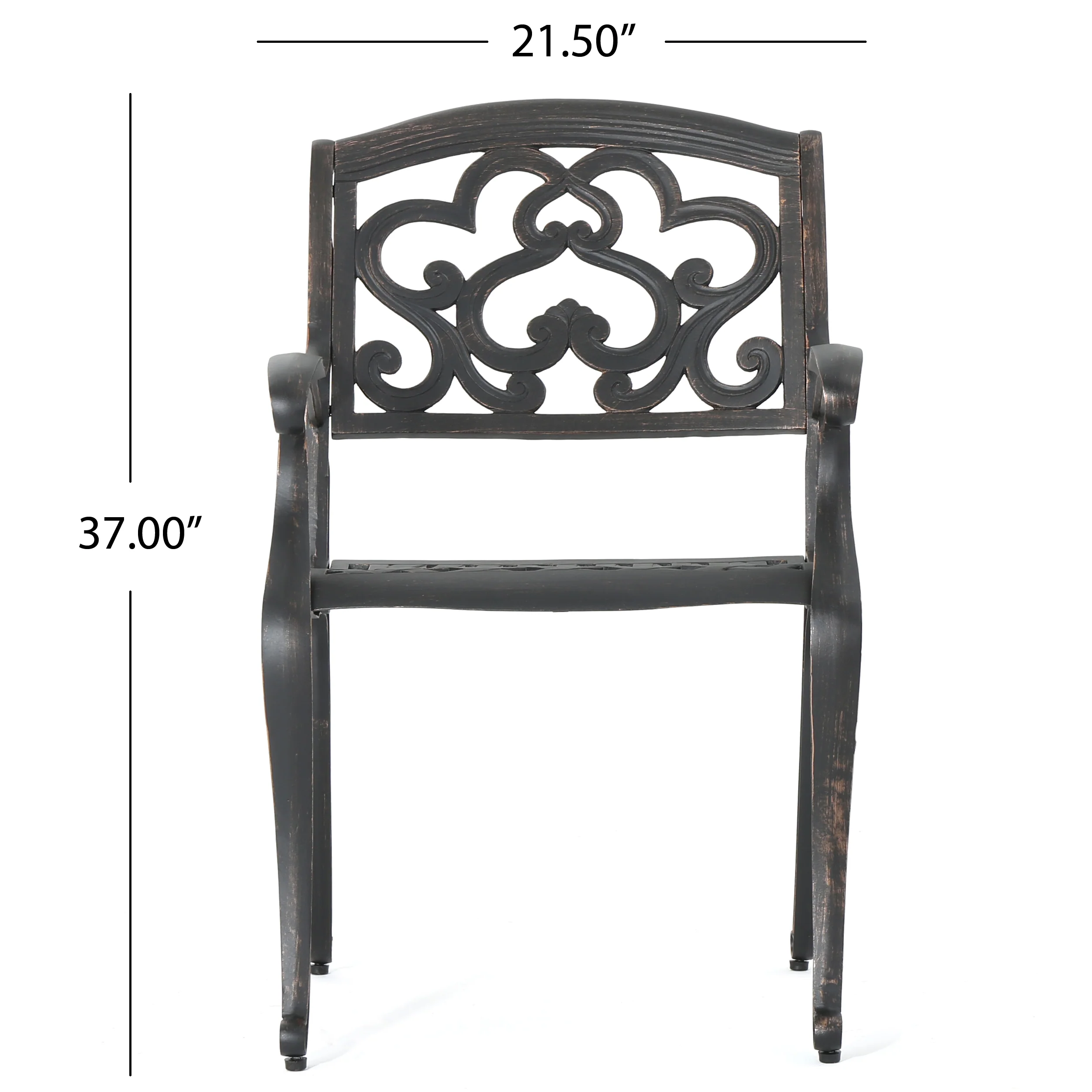 Ariel Outdoor 3 Piece Patina Copper Finish Cast Aluminum Bistro Set - furnishings
