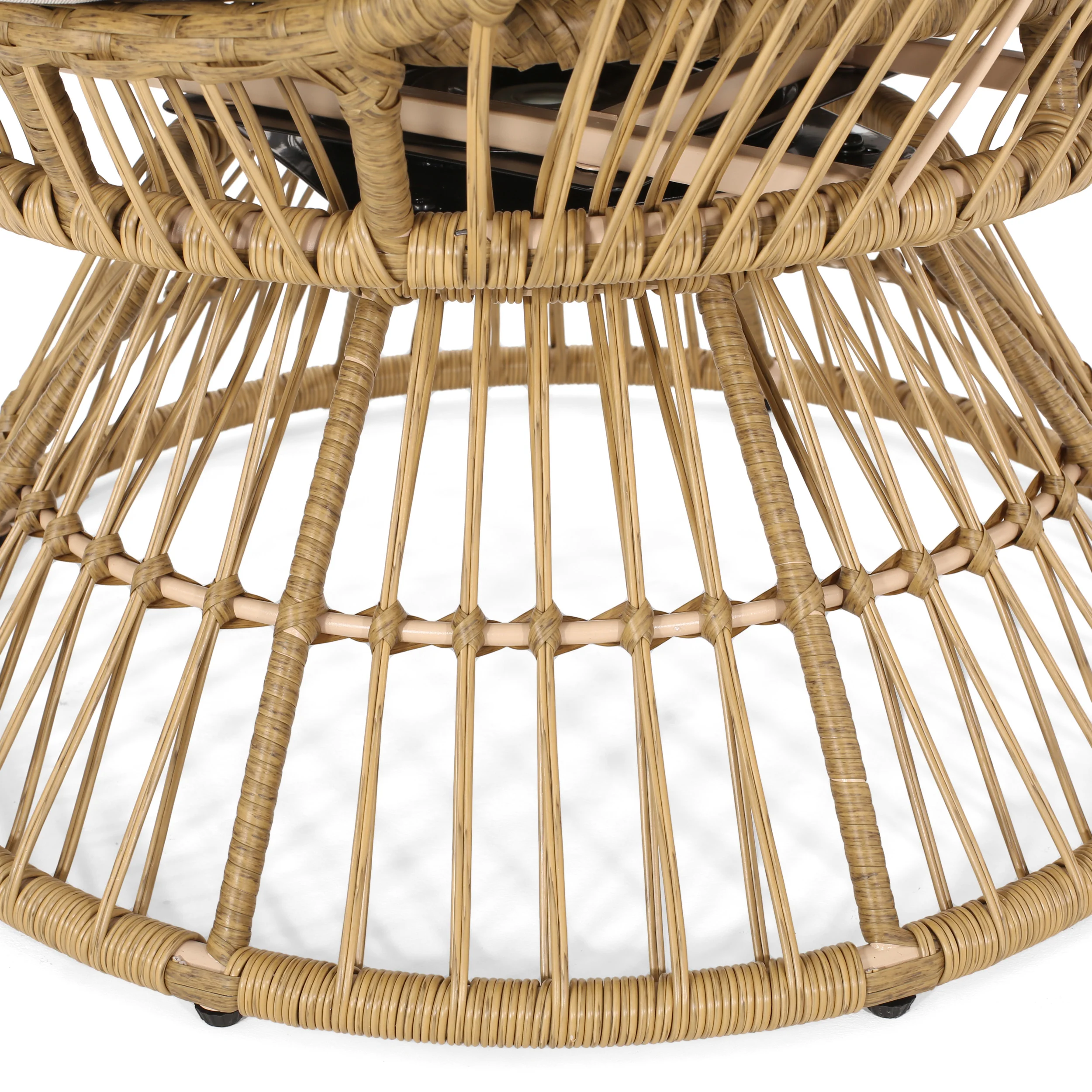 Aceson Outdoor Freestanding Wicker Swivel Egg Chair - furnishings