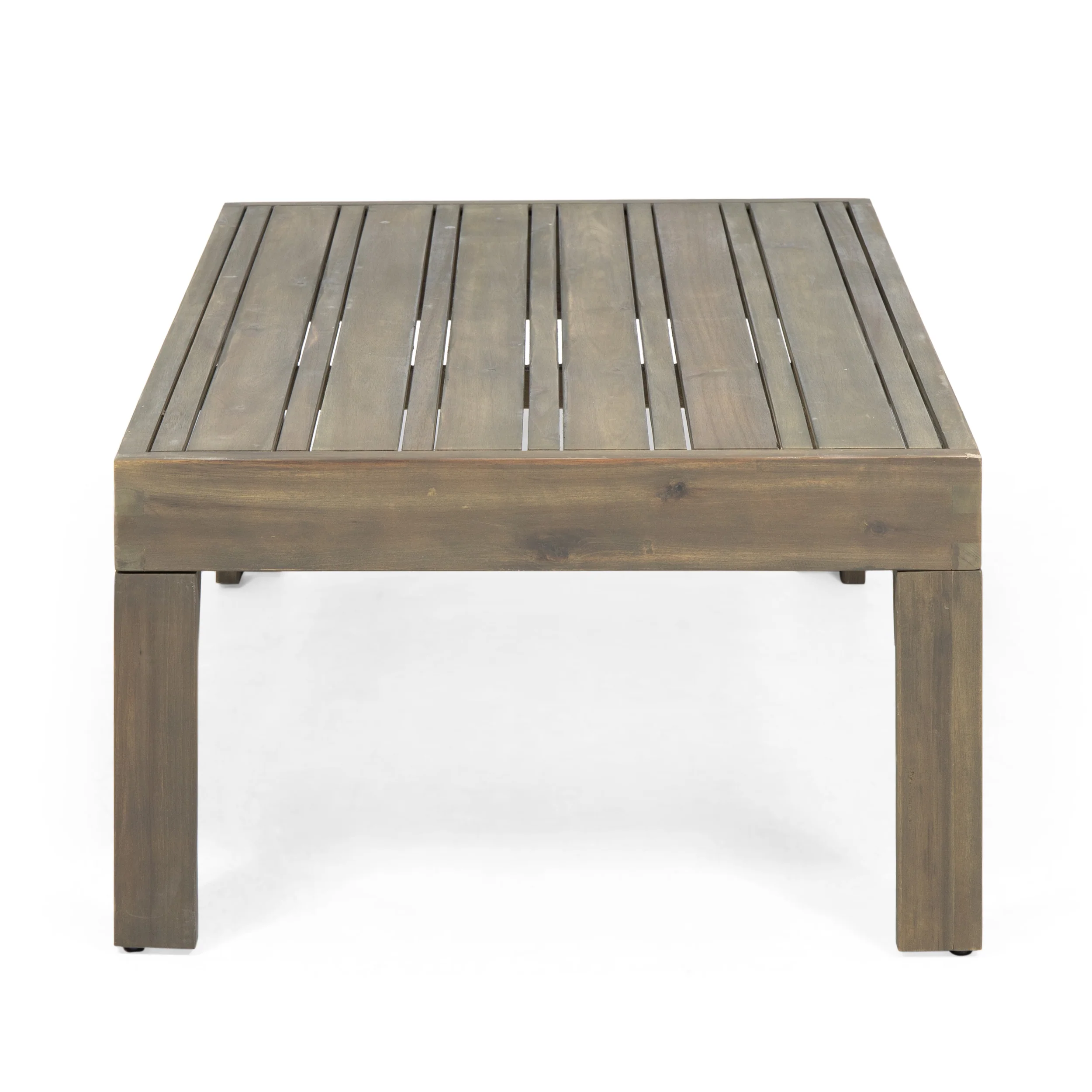 Allegra Outdoor Acacia Wood and Wicker Loveseat and Coffee Table Set with Cushions - furnishings