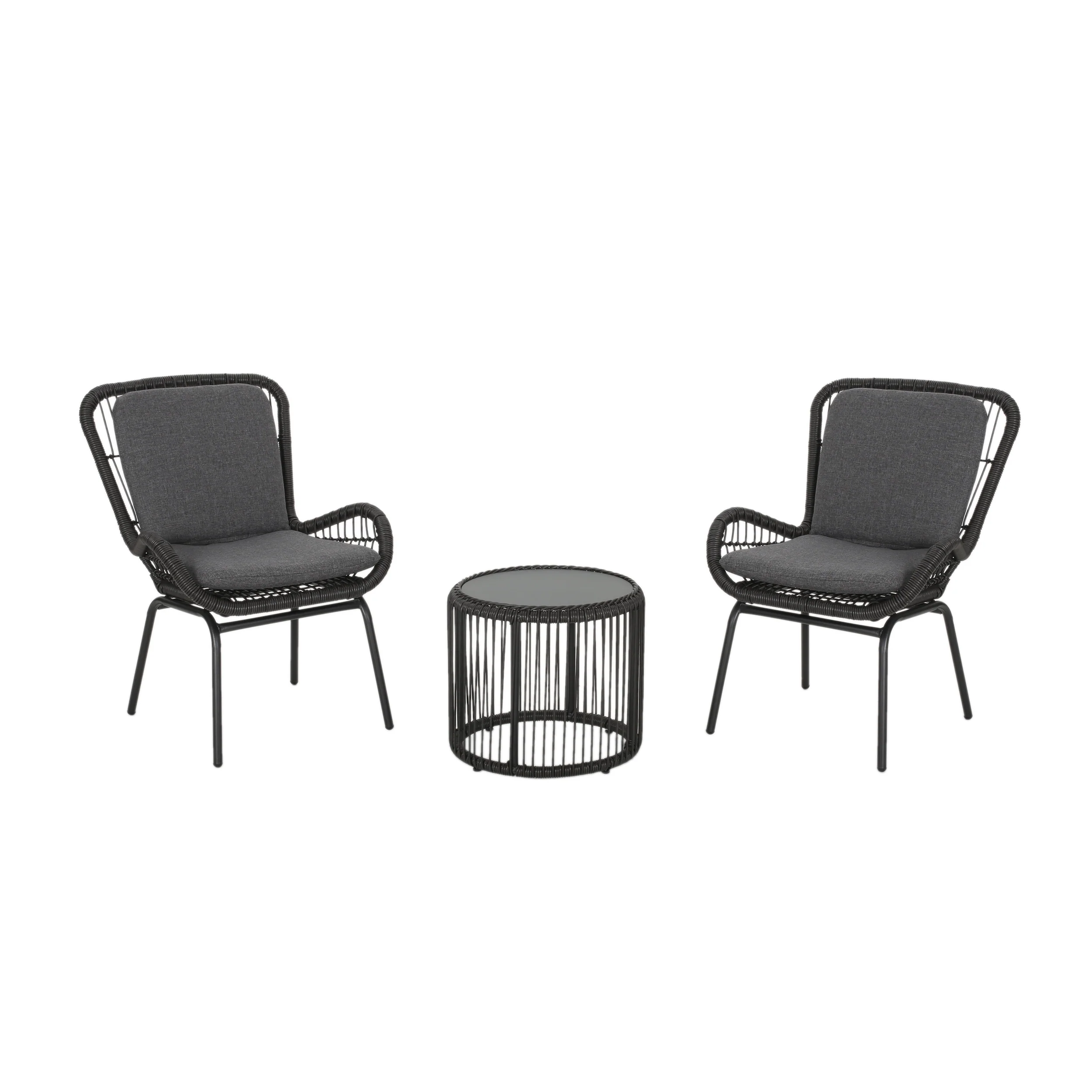Averyrose Outdoor Wicker Chat Set with Cushions - furnishings