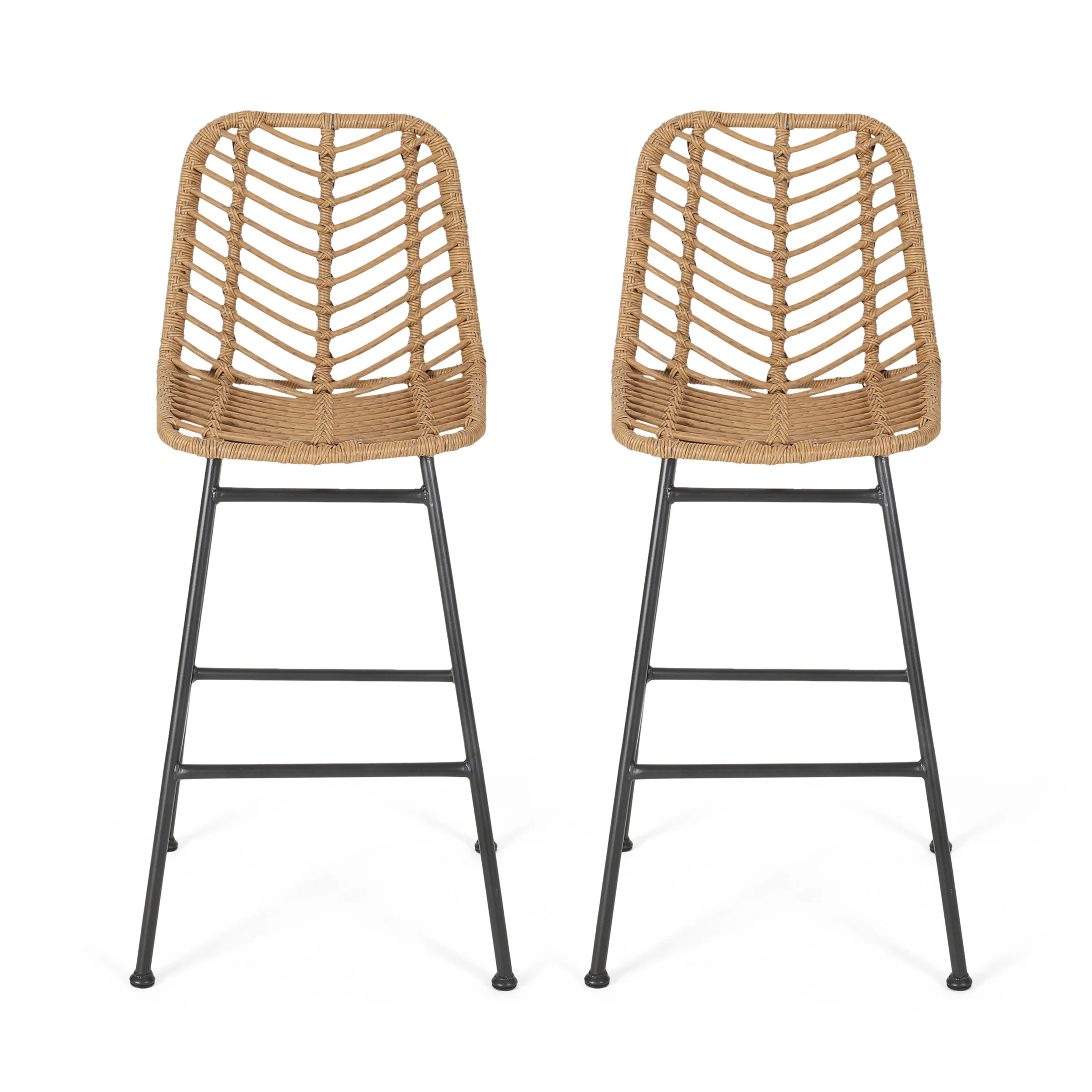 Jessie Outdoor Wicker Barstools (Set of 2) - furnishings