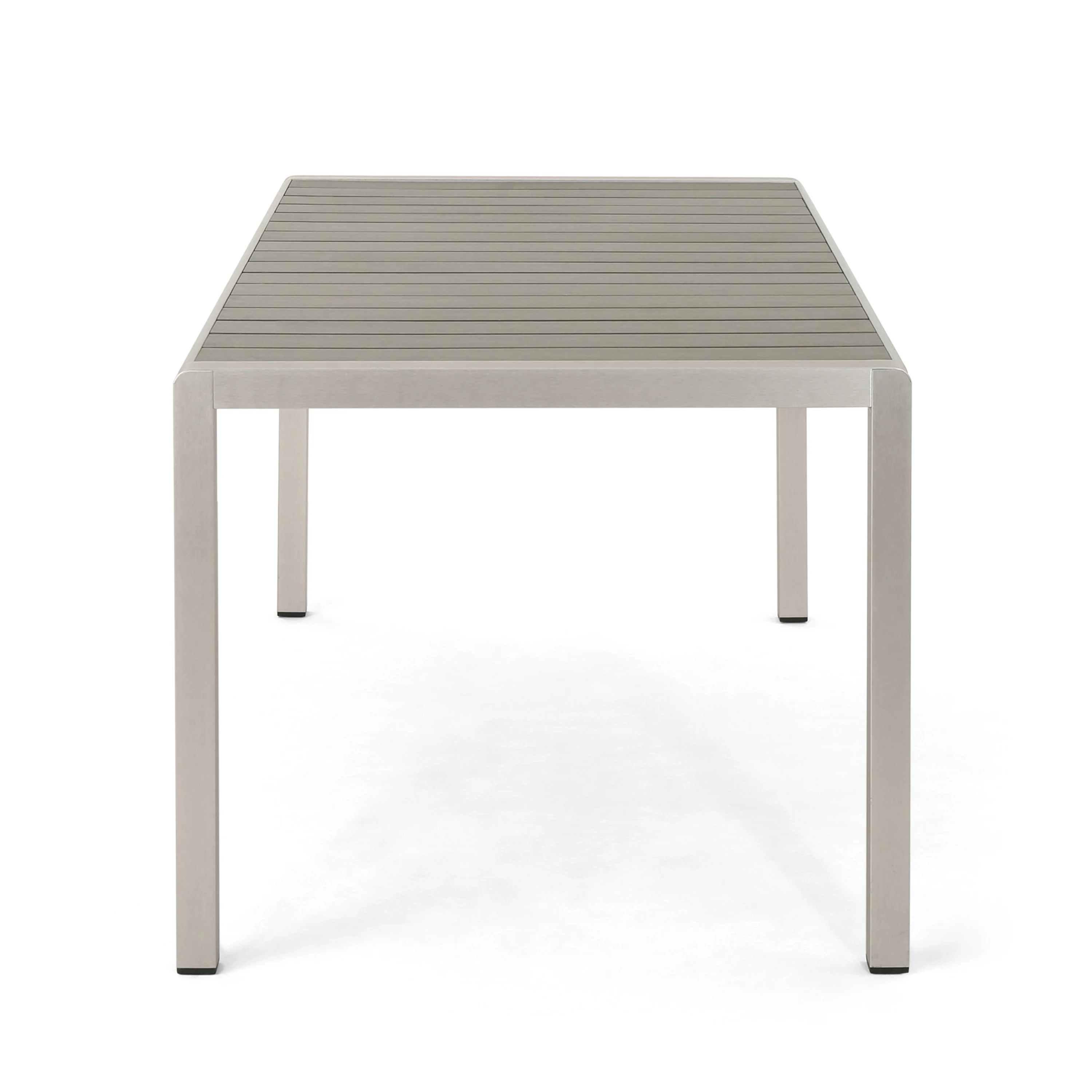 Coral Outdoor Aluminum Dining Table with Faux Wood Top, Gray Finish - furnishings