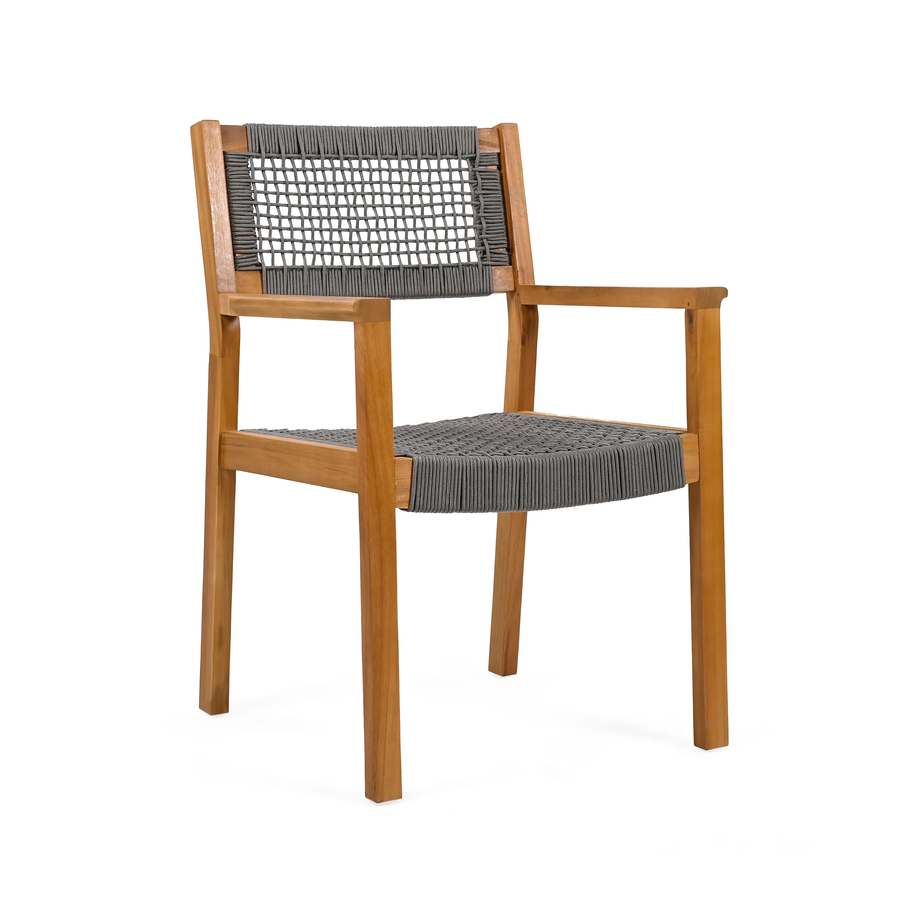 Seraphina Outdoor Patio Acacia Wood Braided Rope Dining Chairs, Set of 2 - furnishings
