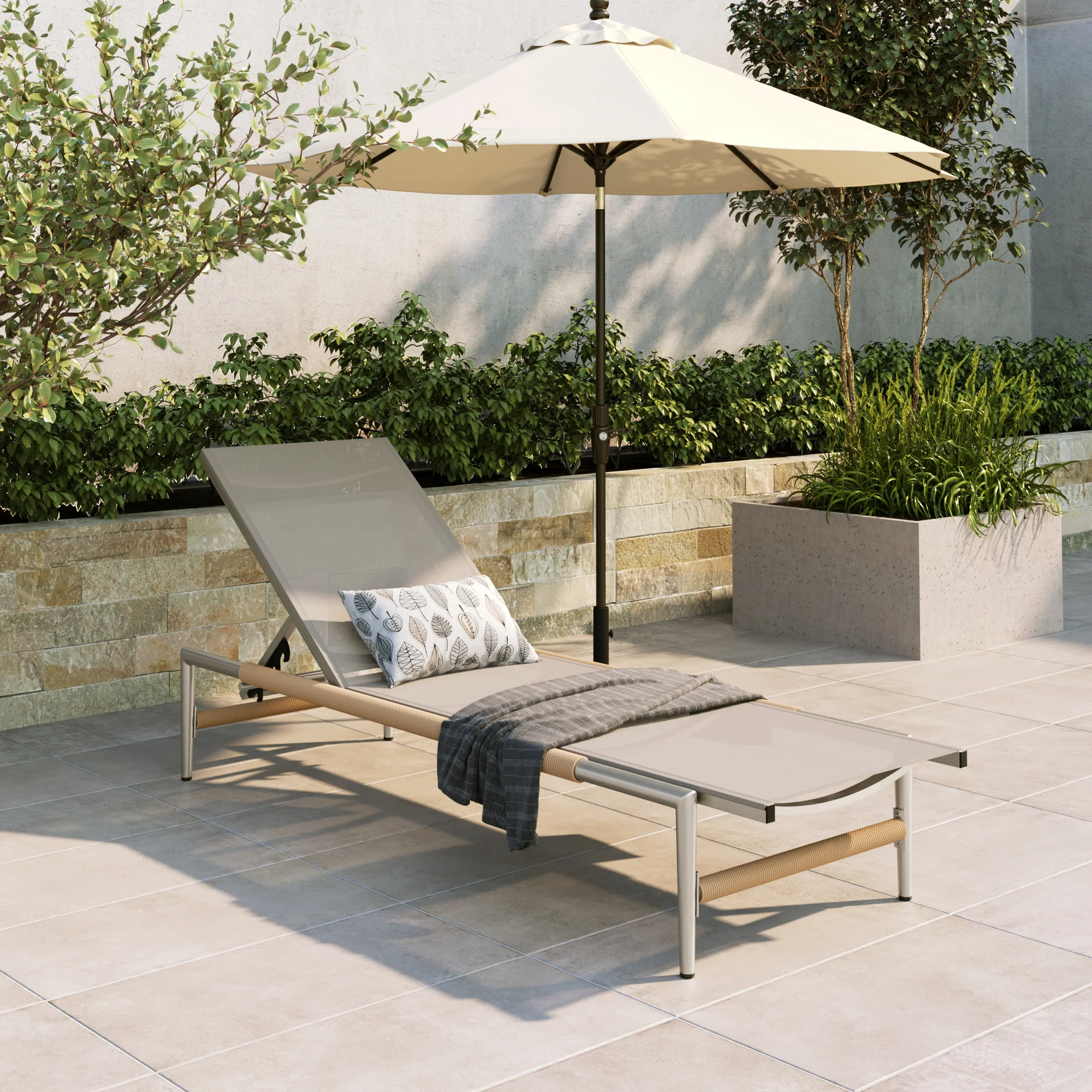 Celestie Outdoor Patio Mesh Chaise Lounges with Adjustable Back - furnishings