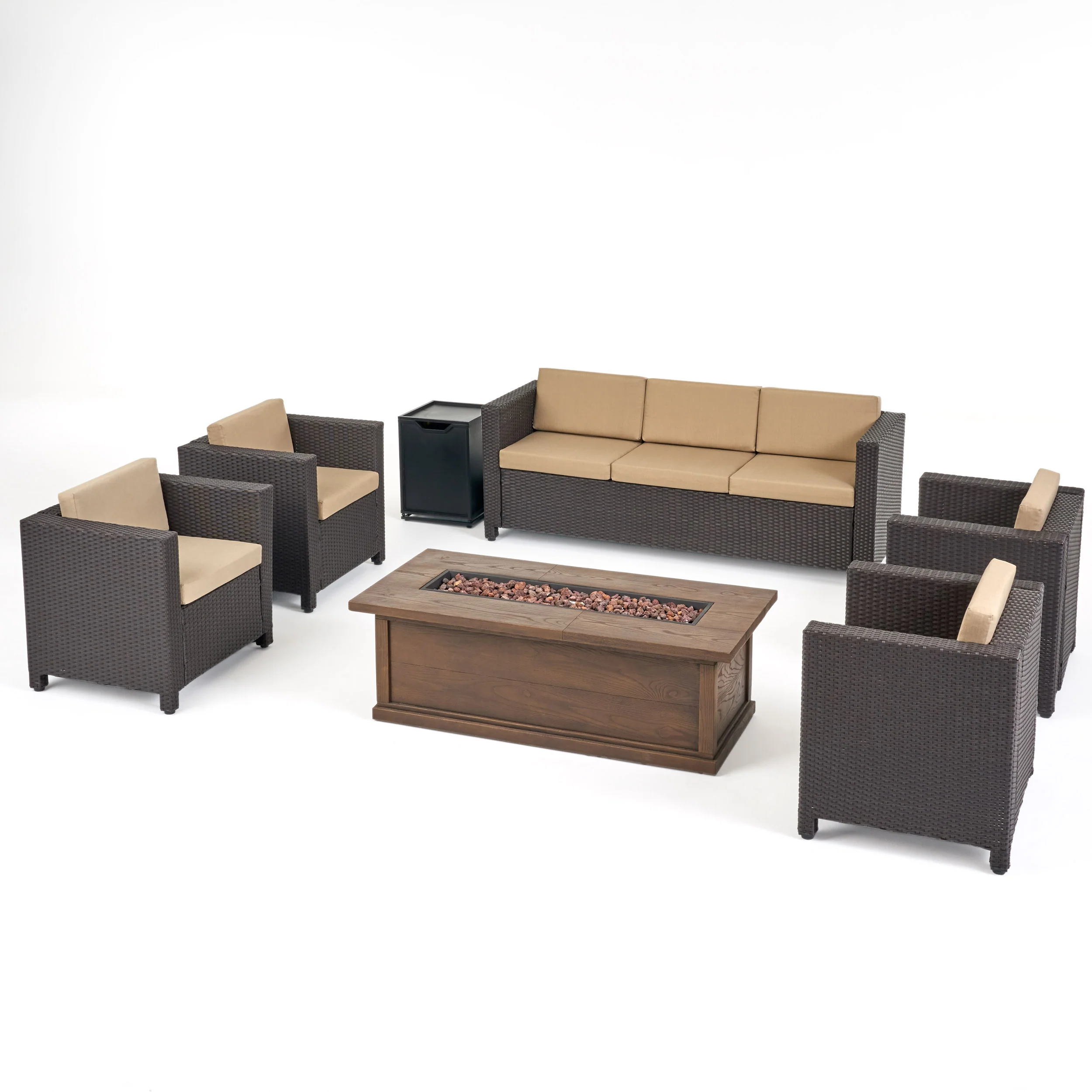 Venice 7-Seater Outdoor Fire Pit Sofa Set - furnishings