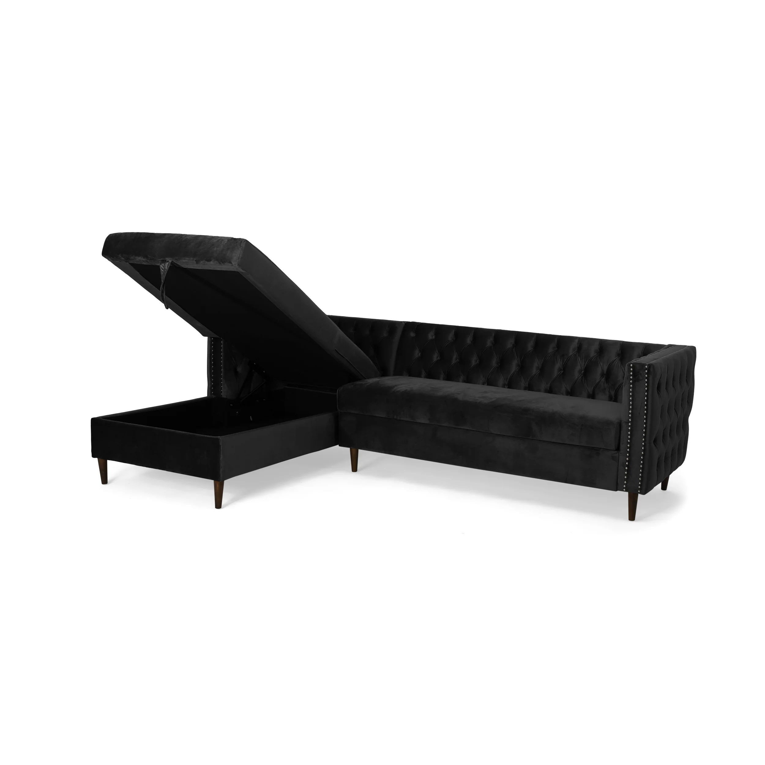 Jenera Modern Glam Velvet Channel Stitch Sectional Sofa Set - furnishings
