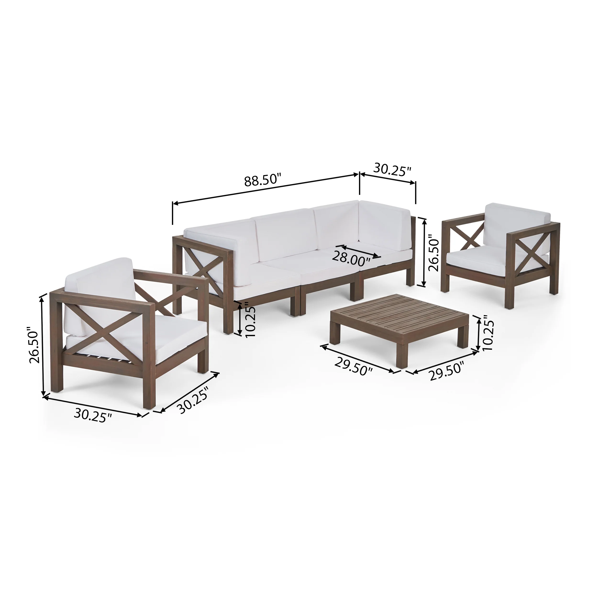 Morgan Outdoor 5 Seater Acacia Wood Sofa Chat Set - furnishings