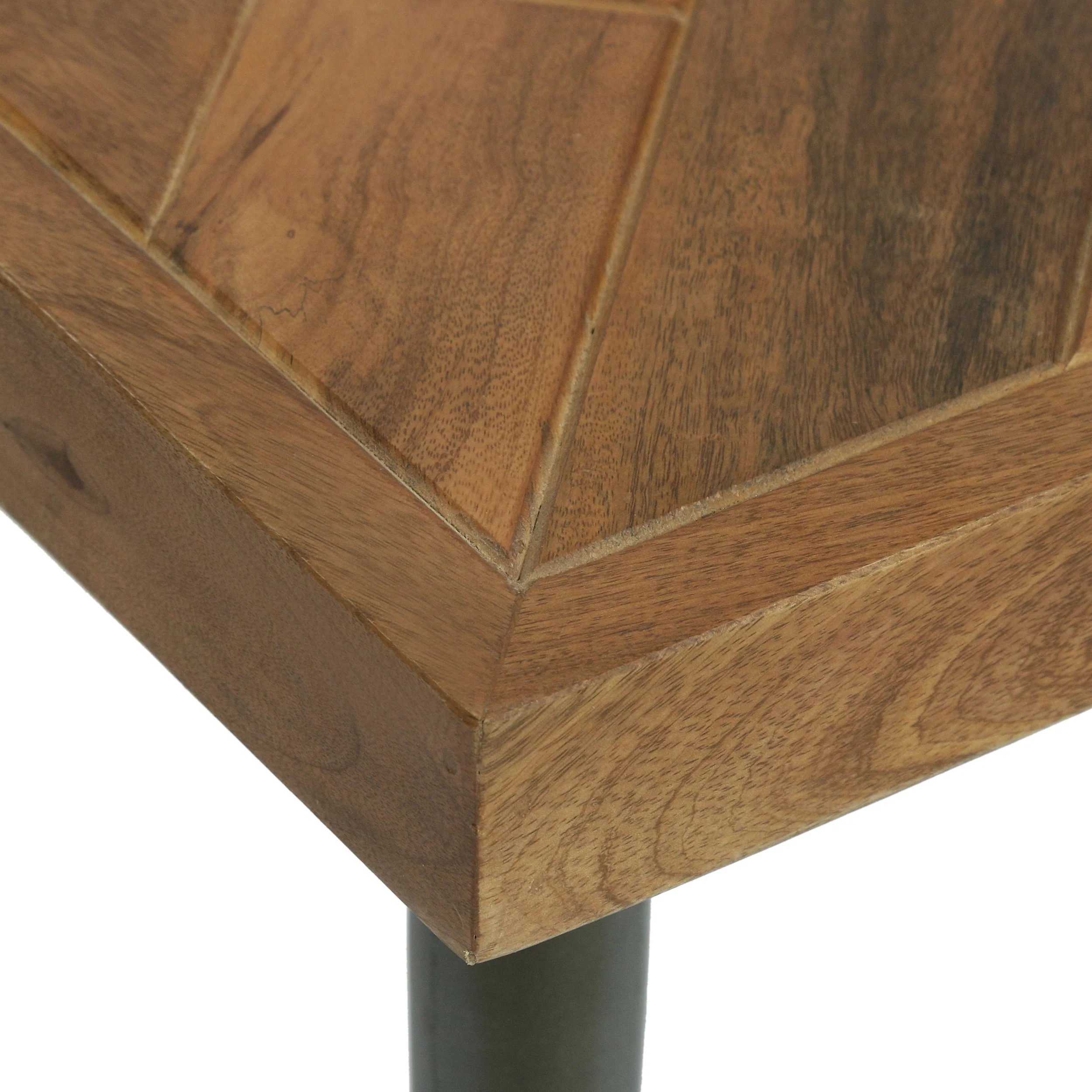 Tilton Boho Handcrafted Mango Wood Parquet Side Table, Natural Honey and Gray - furnishings