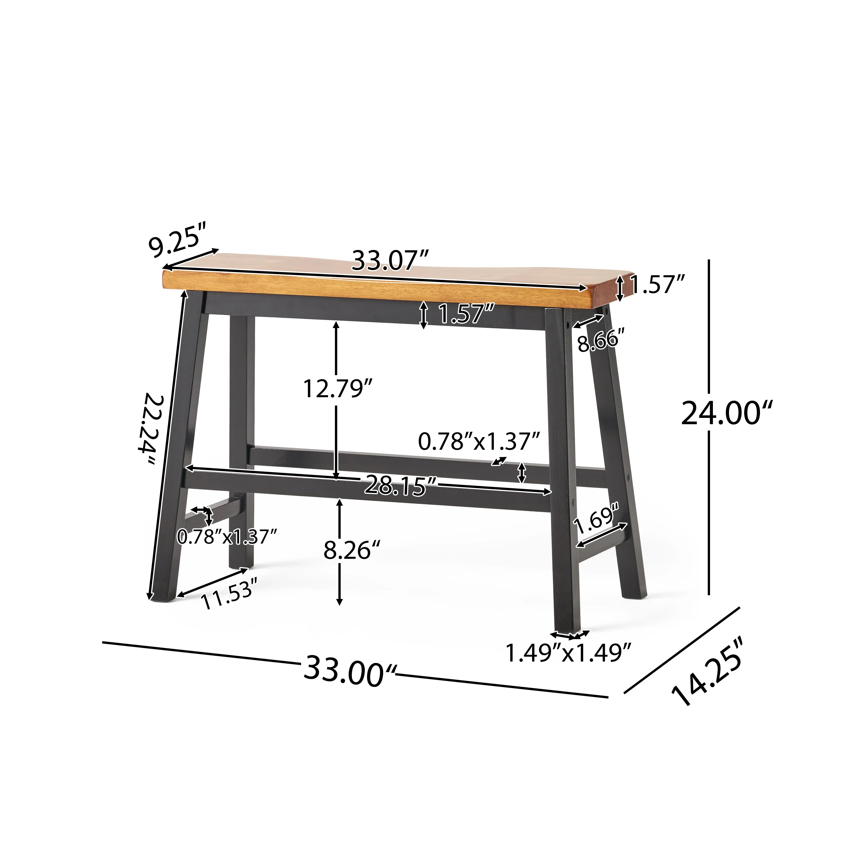 Toluca Saddle Wood 24-Inch Counter Dining Bench (Set of 2) - furnishings
