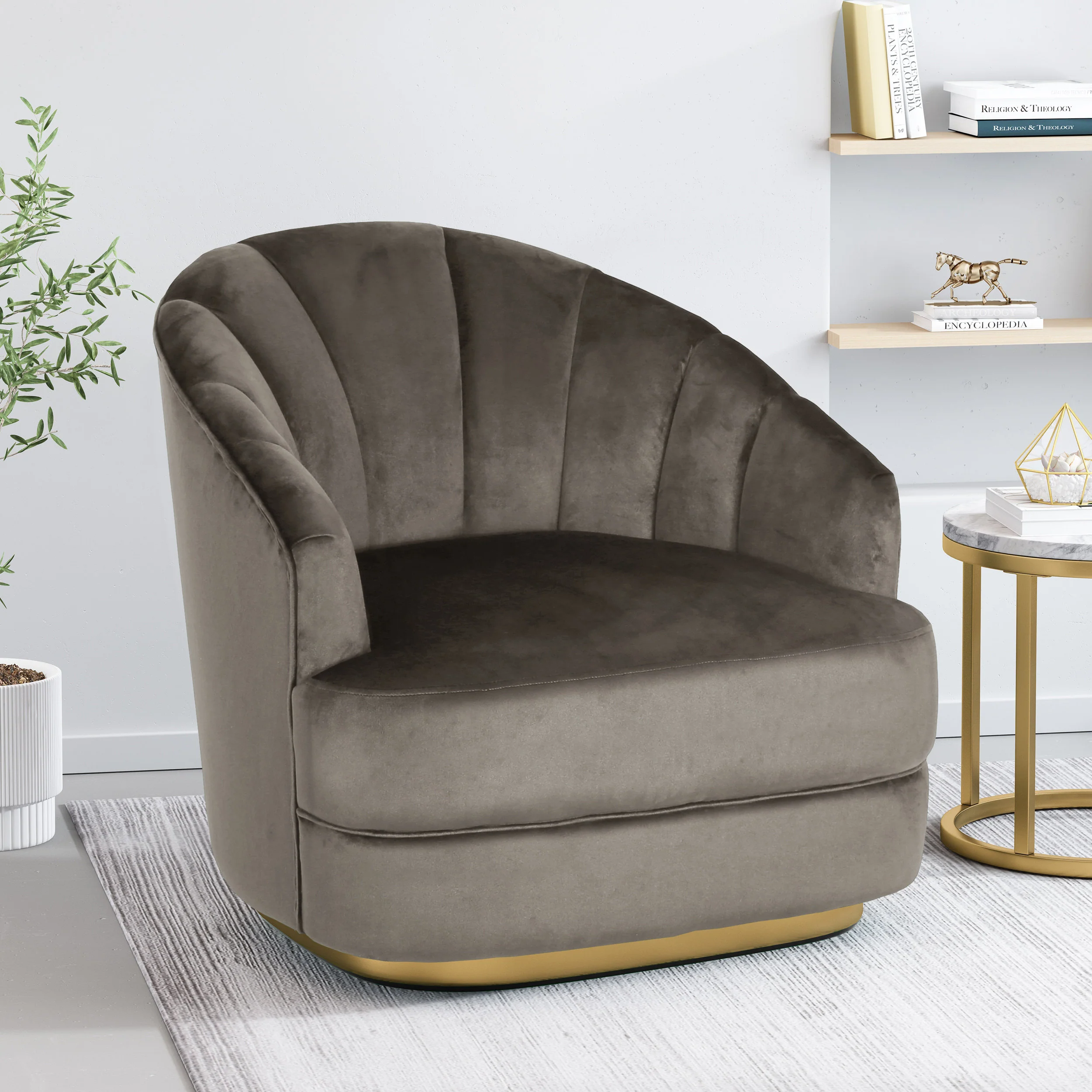 Caily Modern Glam Channel Stitch Velvet Club Chair - furnishings