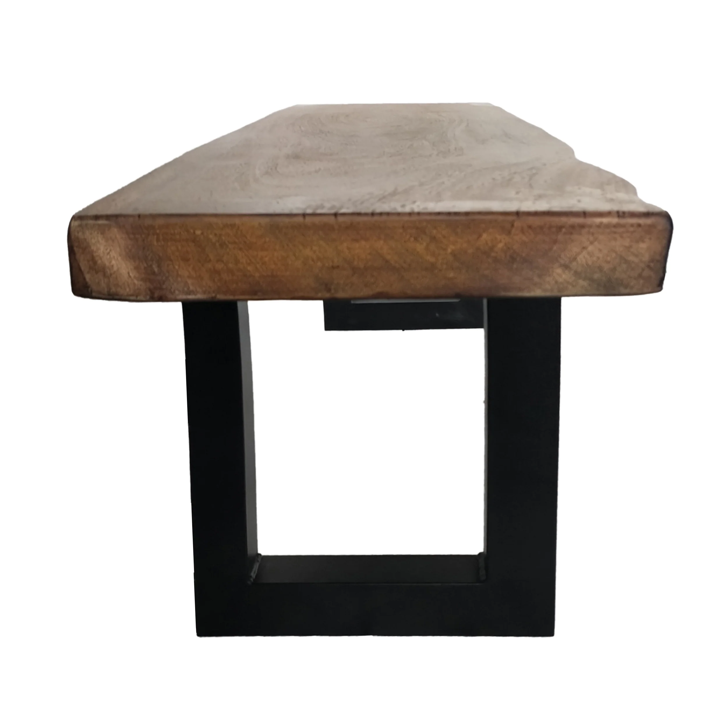 Ishtar Outdoor Faux Live Edge Teak Finish Lightweight Concrete Dining Bench - furnishings