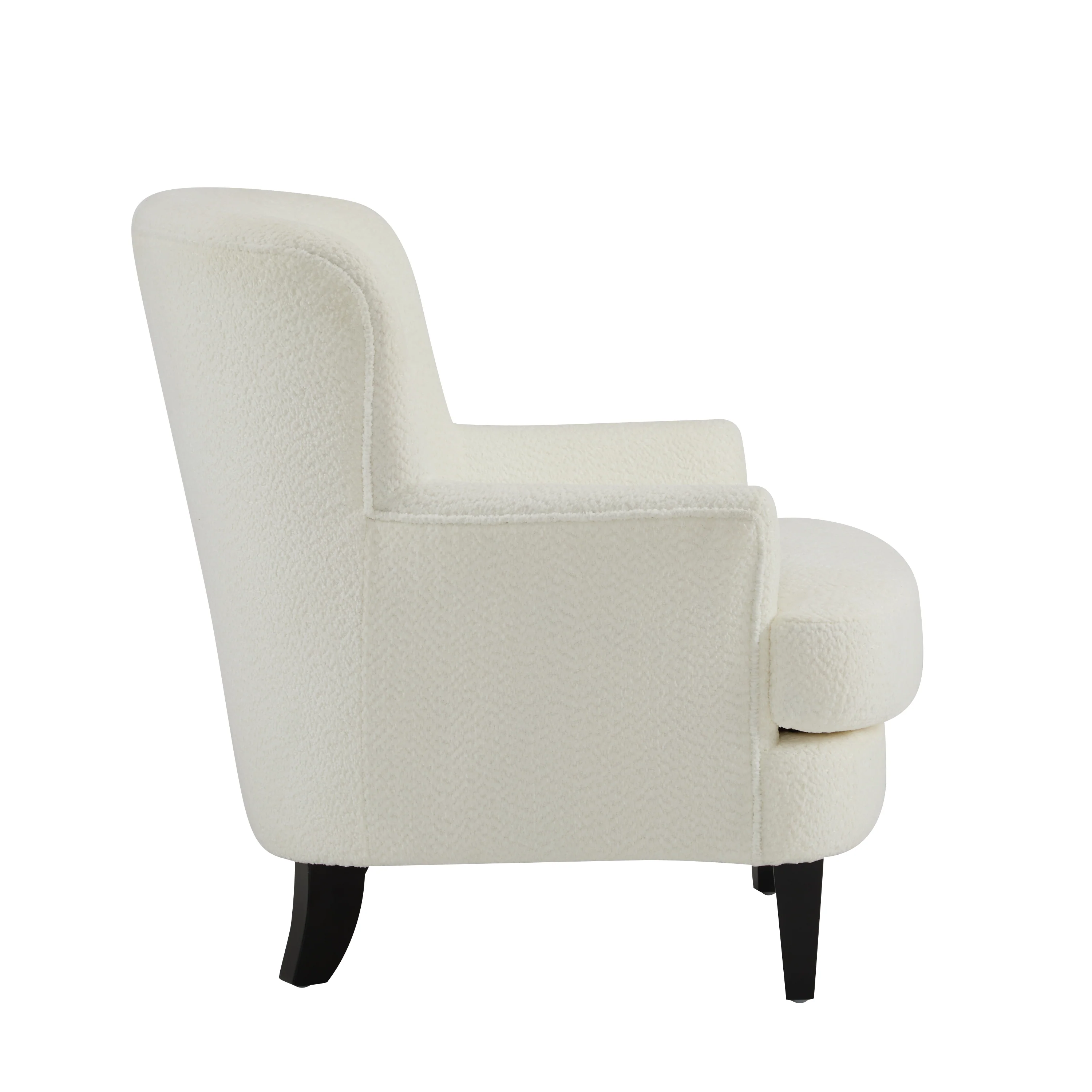 Lyrae Modern Birch Upholstered Club Chair with Ottoman, Off-White - furnishings
