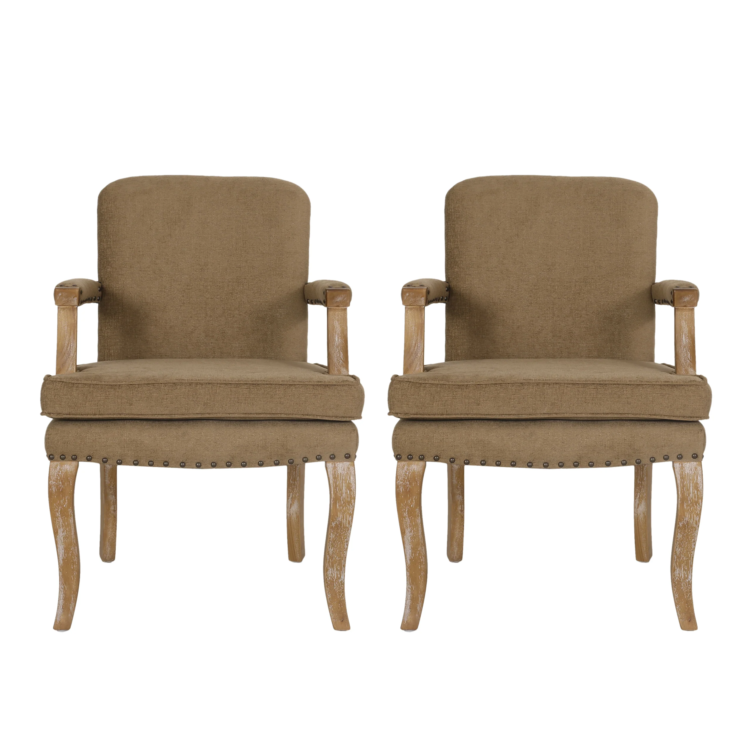 Tim French Country Dining Arm Chair with Nailhead Trim, Set of 2 - furnishings