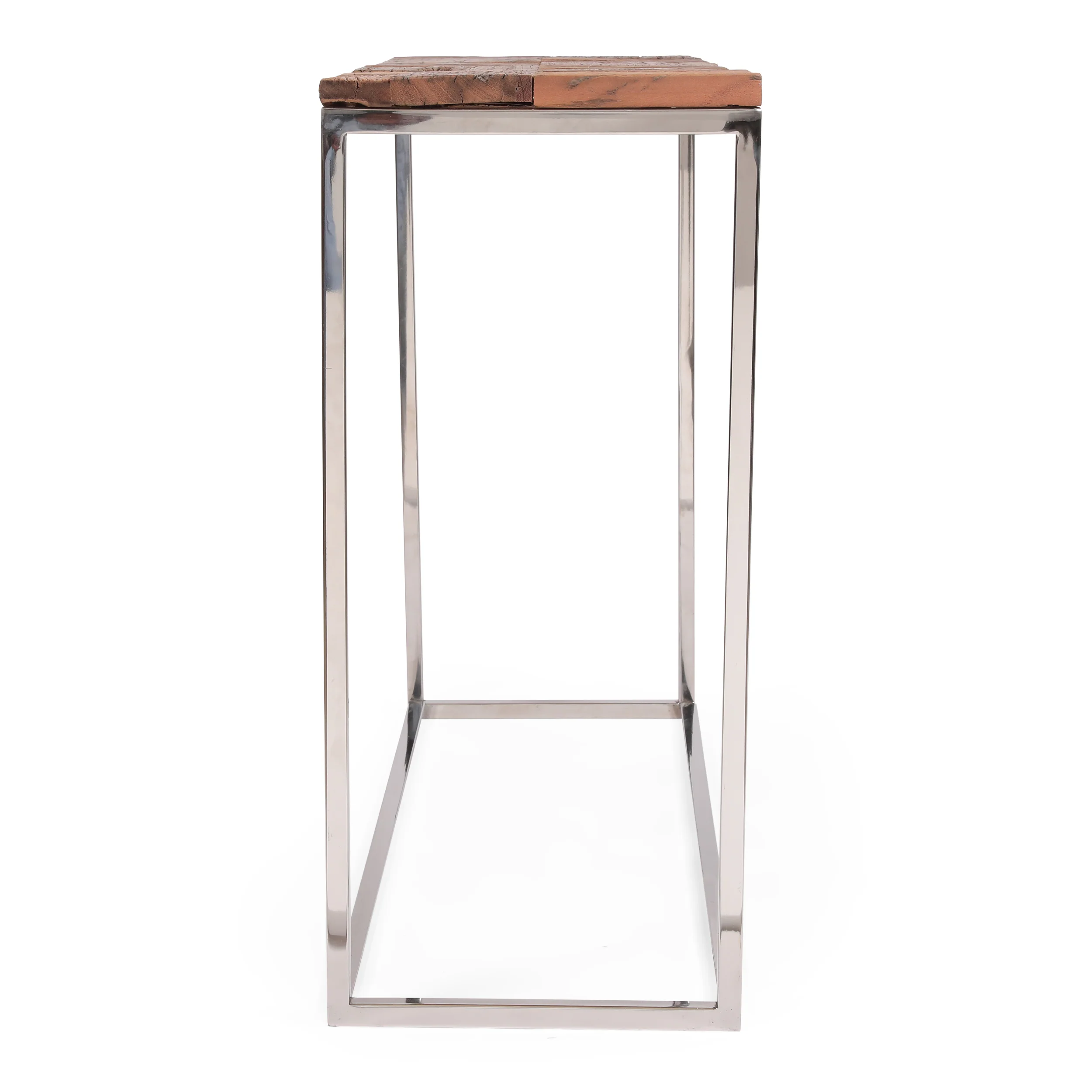 Brockton Boho Glam Handcrafted Wood Console Table, Natural and Silver - furnishings