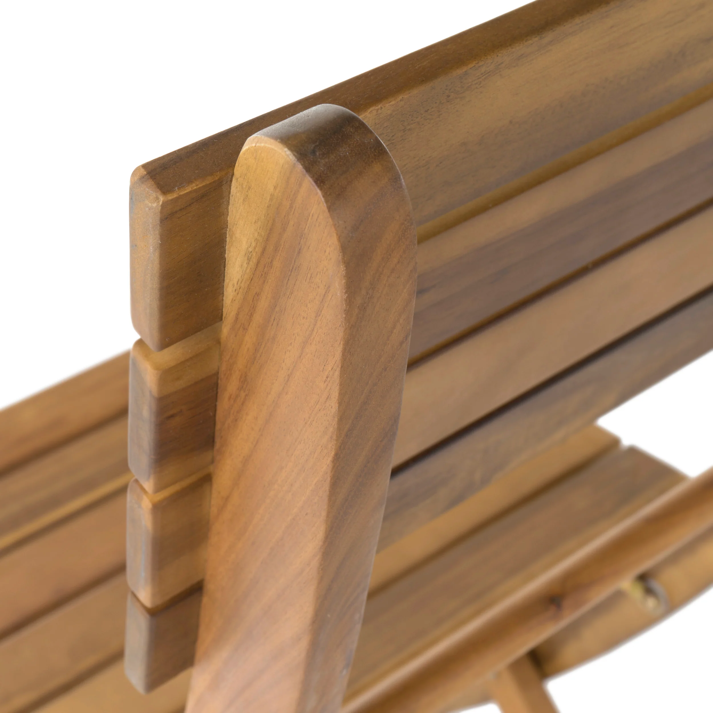 Sophia Outdoor 2 Seater Half-Round Acacia Wood Bistro Table Set with Folding Chairs - furnishings