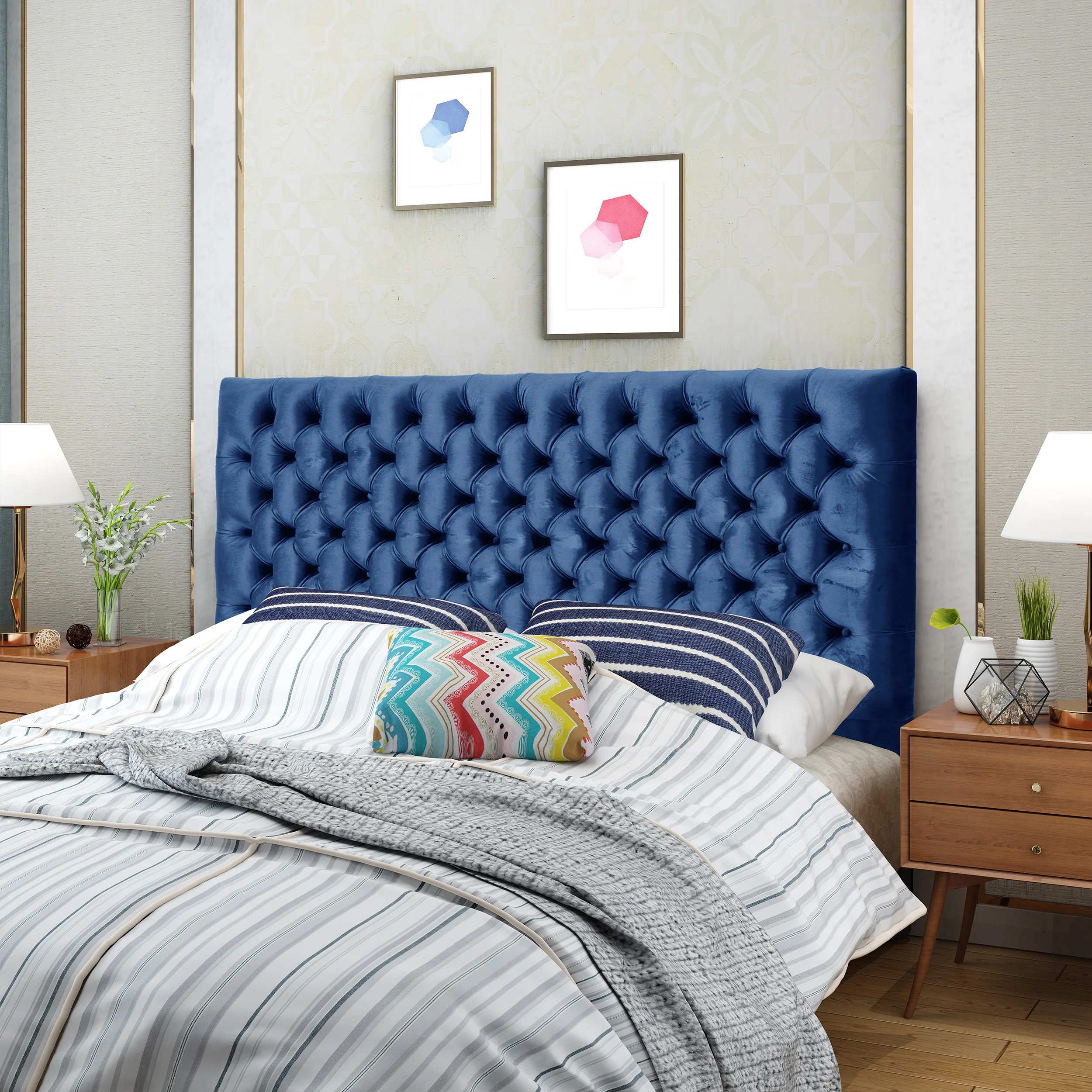 Hunter Tufted Fabric Queen/ Full Headboard - furnishings