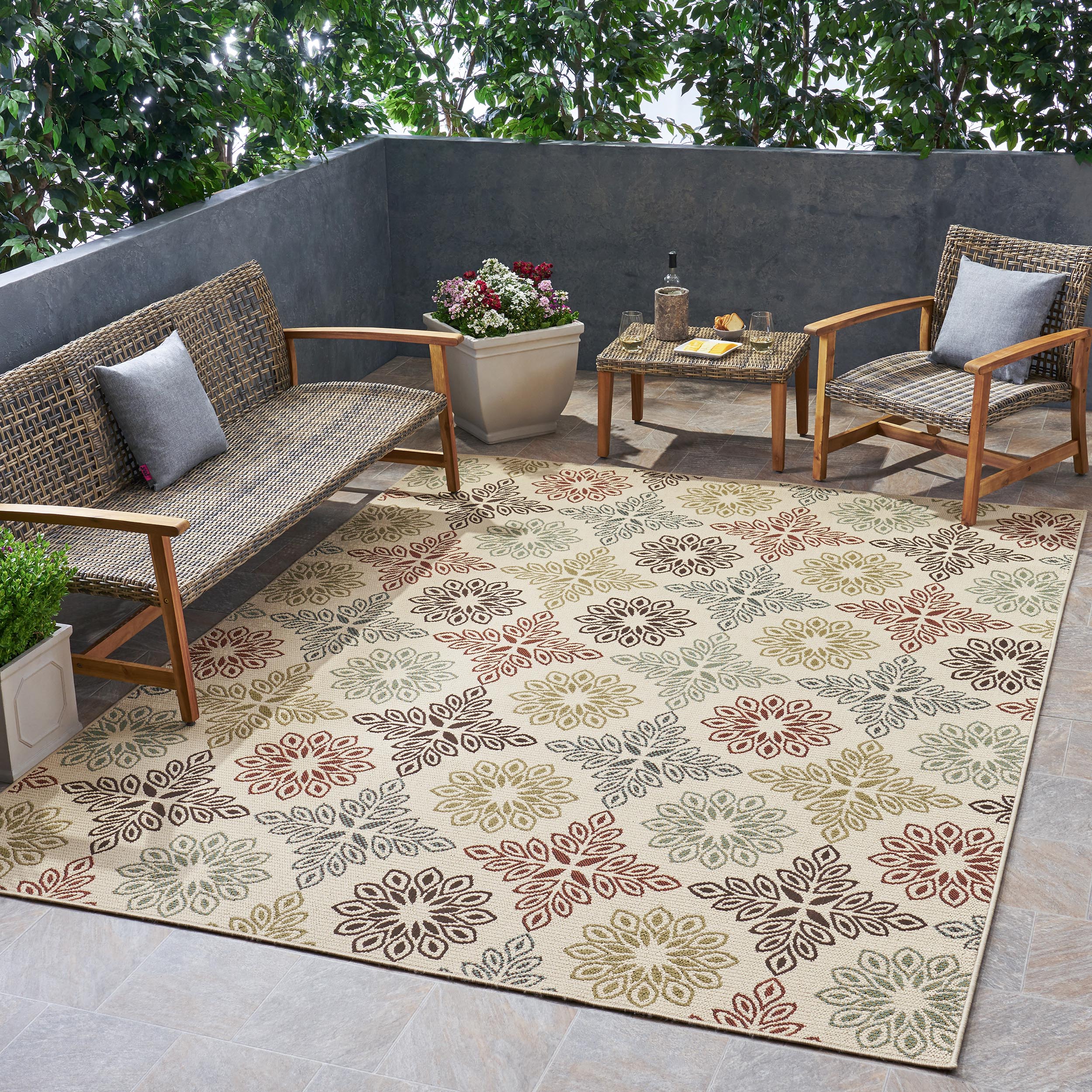 Estelle Outdoor Medallion Area Rug - furnishings