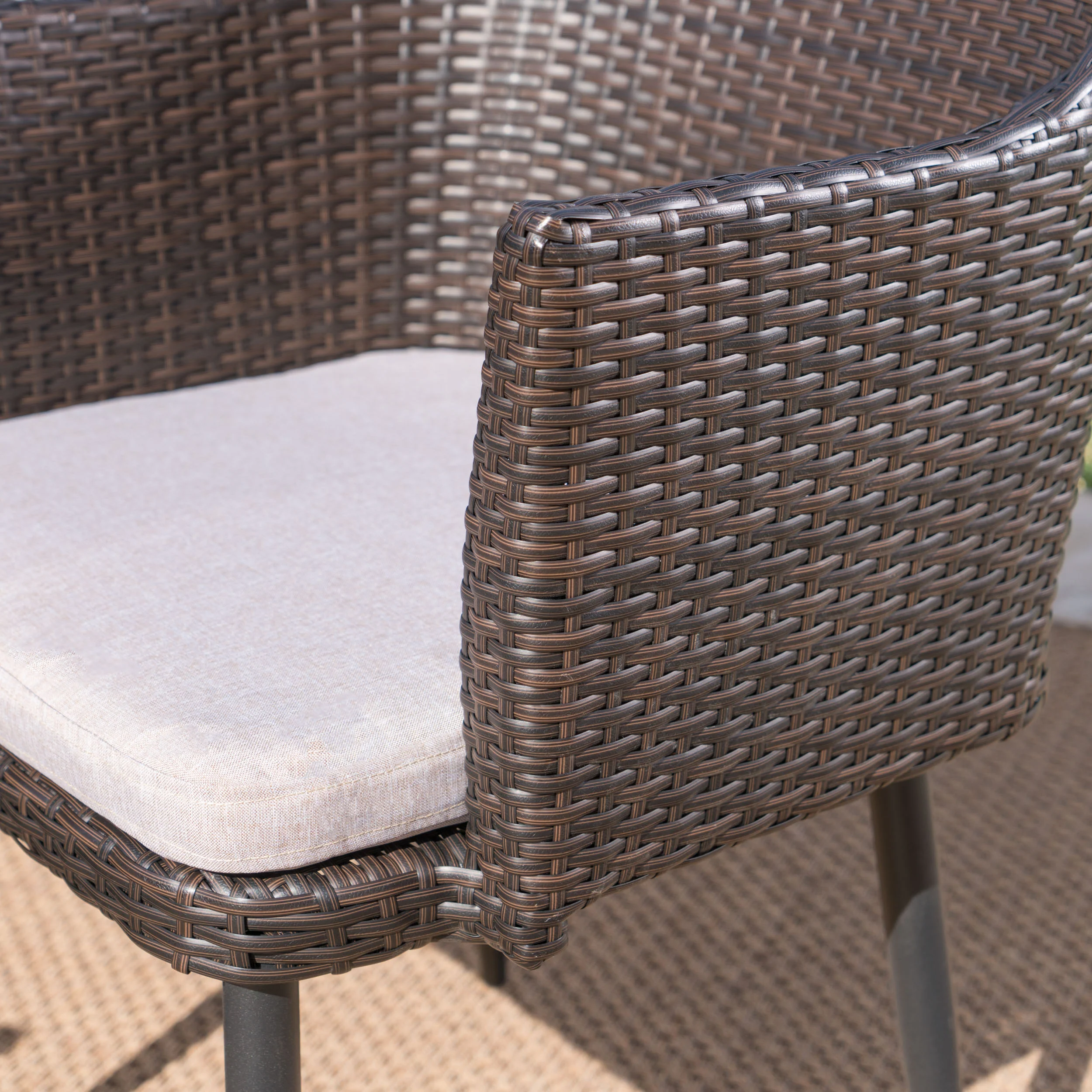 Noah Outdoor 7 Piece Wicker Dining Set with Light Weight Concrete Dining Table - furnishings