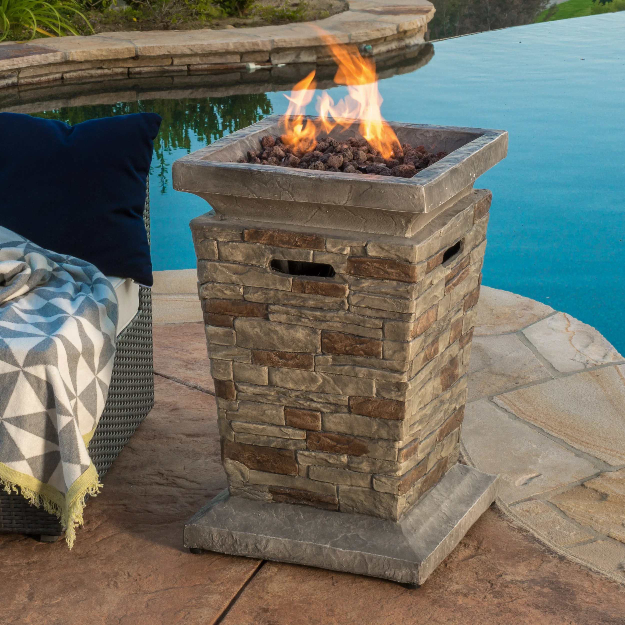 Coldwater Outdoor 19-inch Liquid Propane Fire Column - furnishings