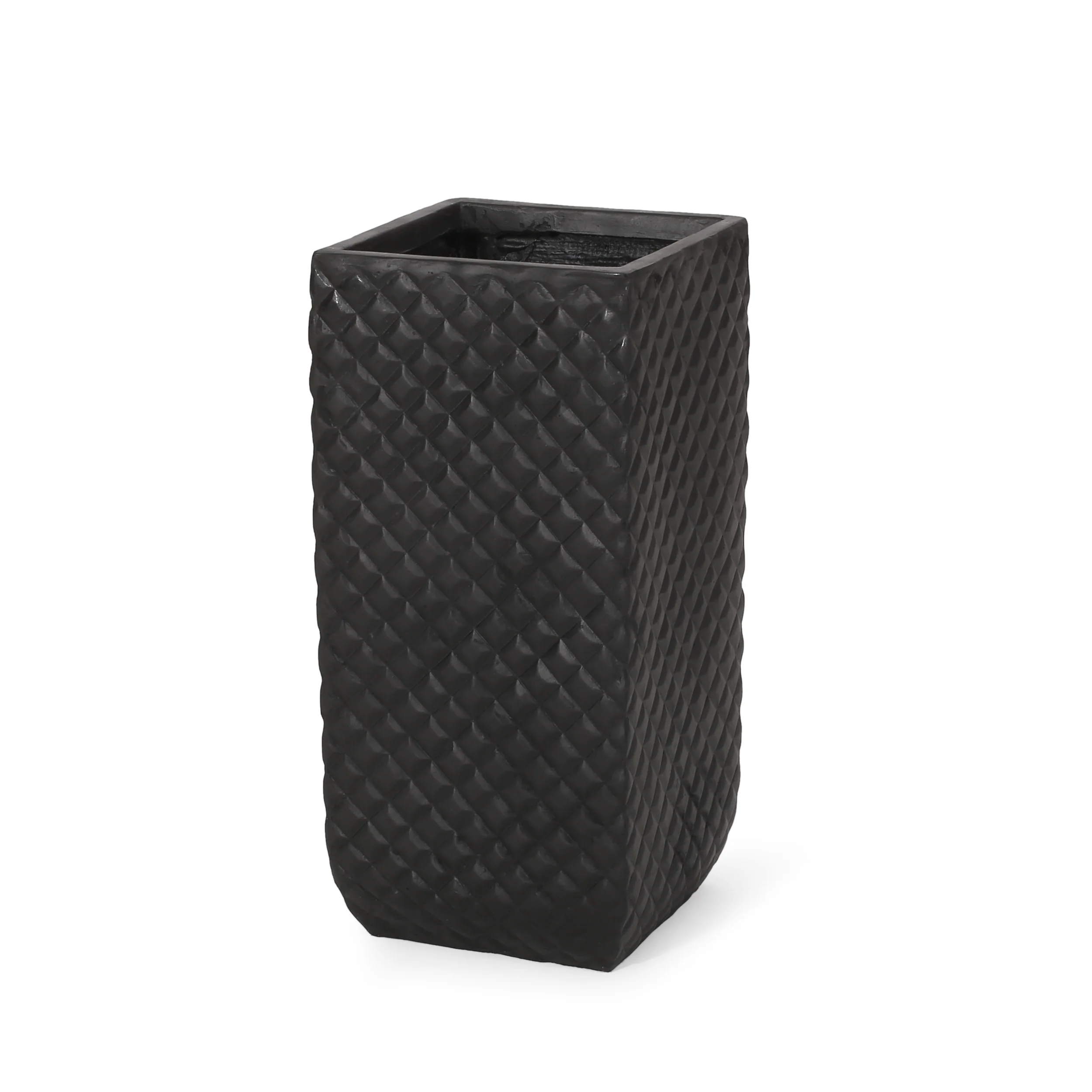 Harlar Outdoor Cast Stone Planter, Matte Black - furnishings