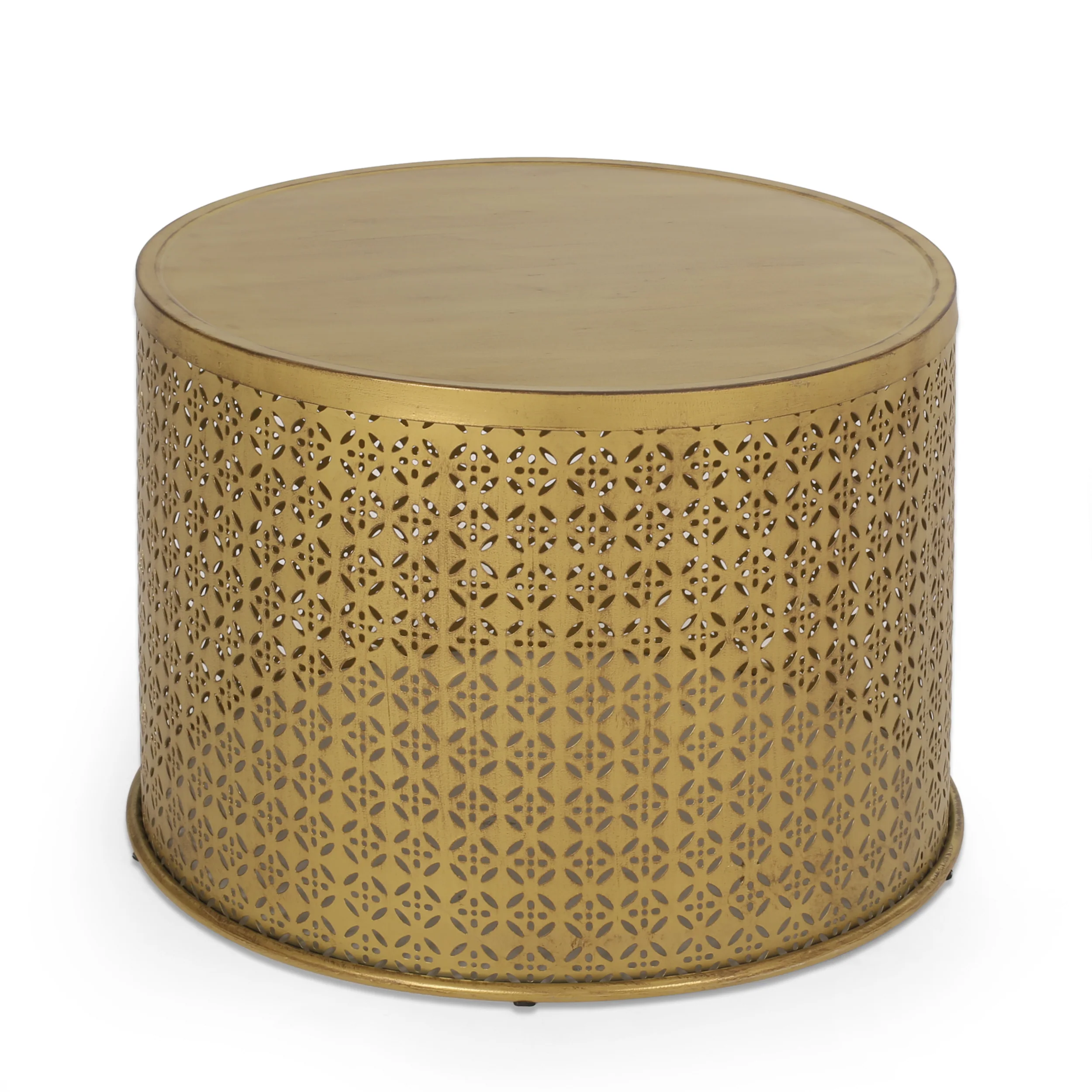 Arrastra Boho Lace Cut Iron Coffee Table, Gold Brushed Brown - furnishings