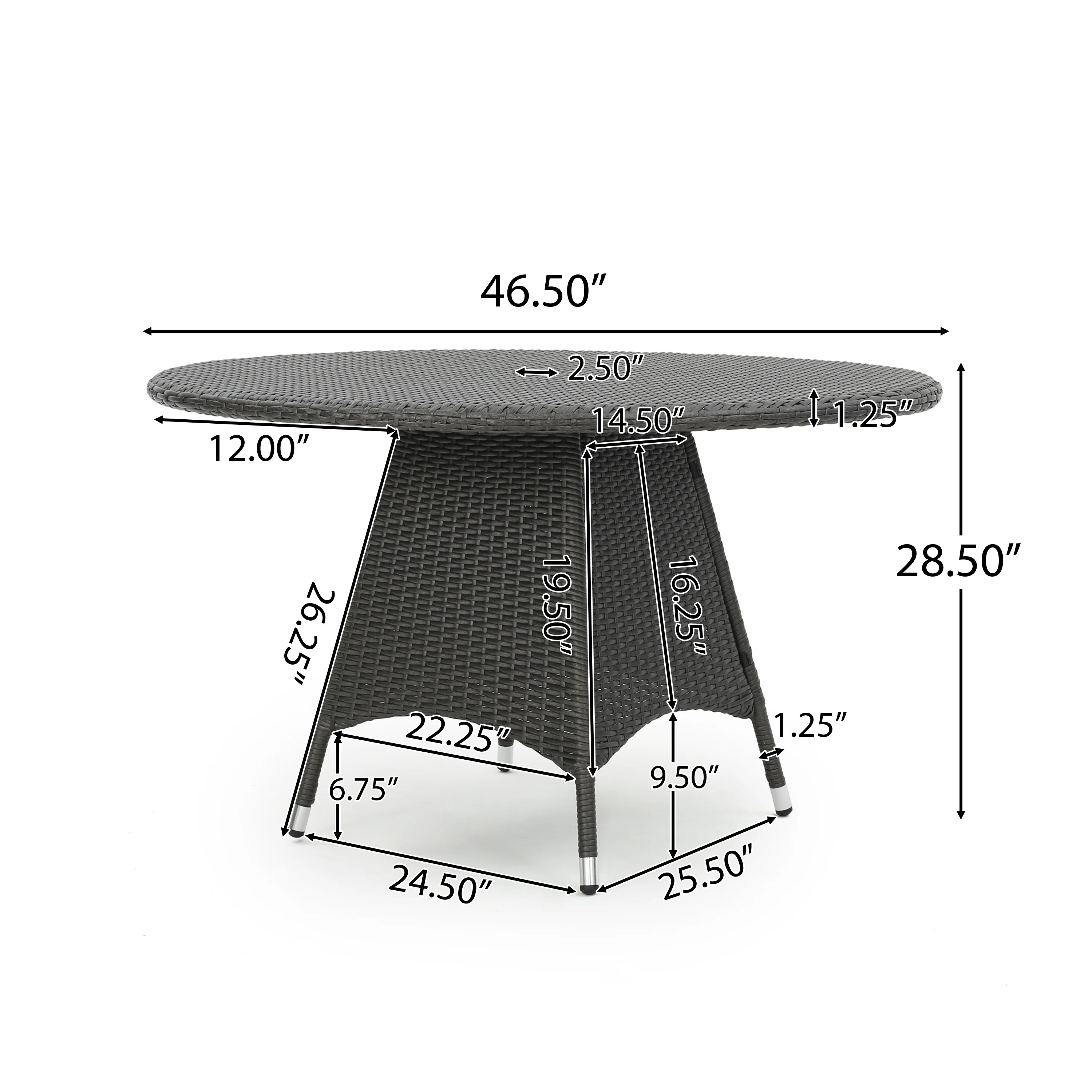 Howard Outdoor 5 Piece Grey Wicker Dining Set - furnishings