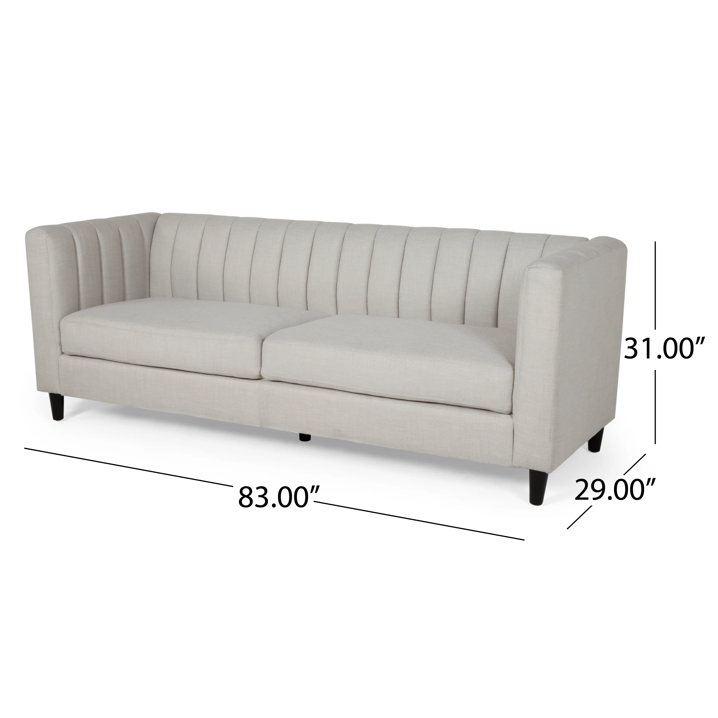 Darlin Contemporary Channel Stitched Fabric 3 Seater Sofa - furnishings