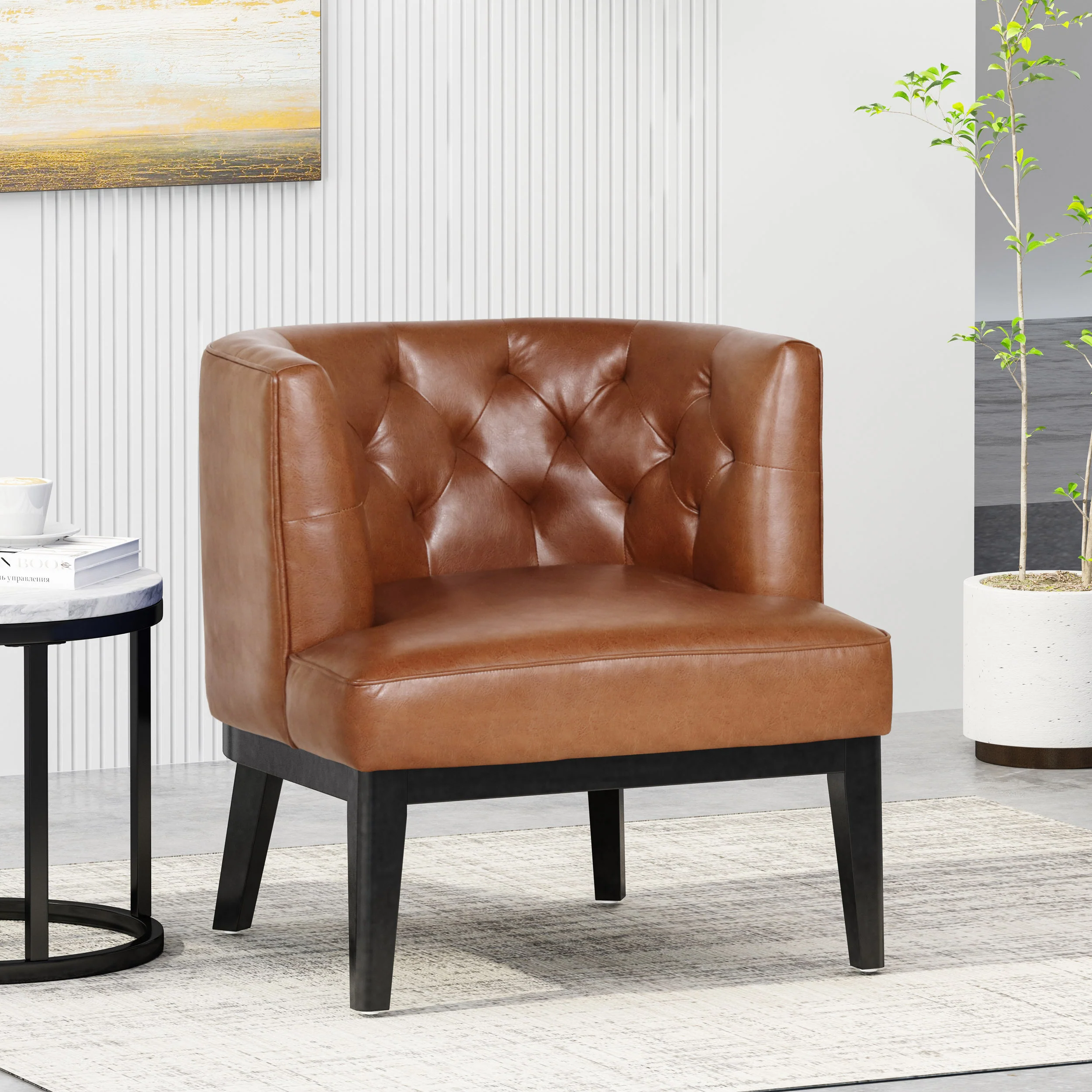 Evans Contemporary Fabric Tufted Accent Chair - furnishings