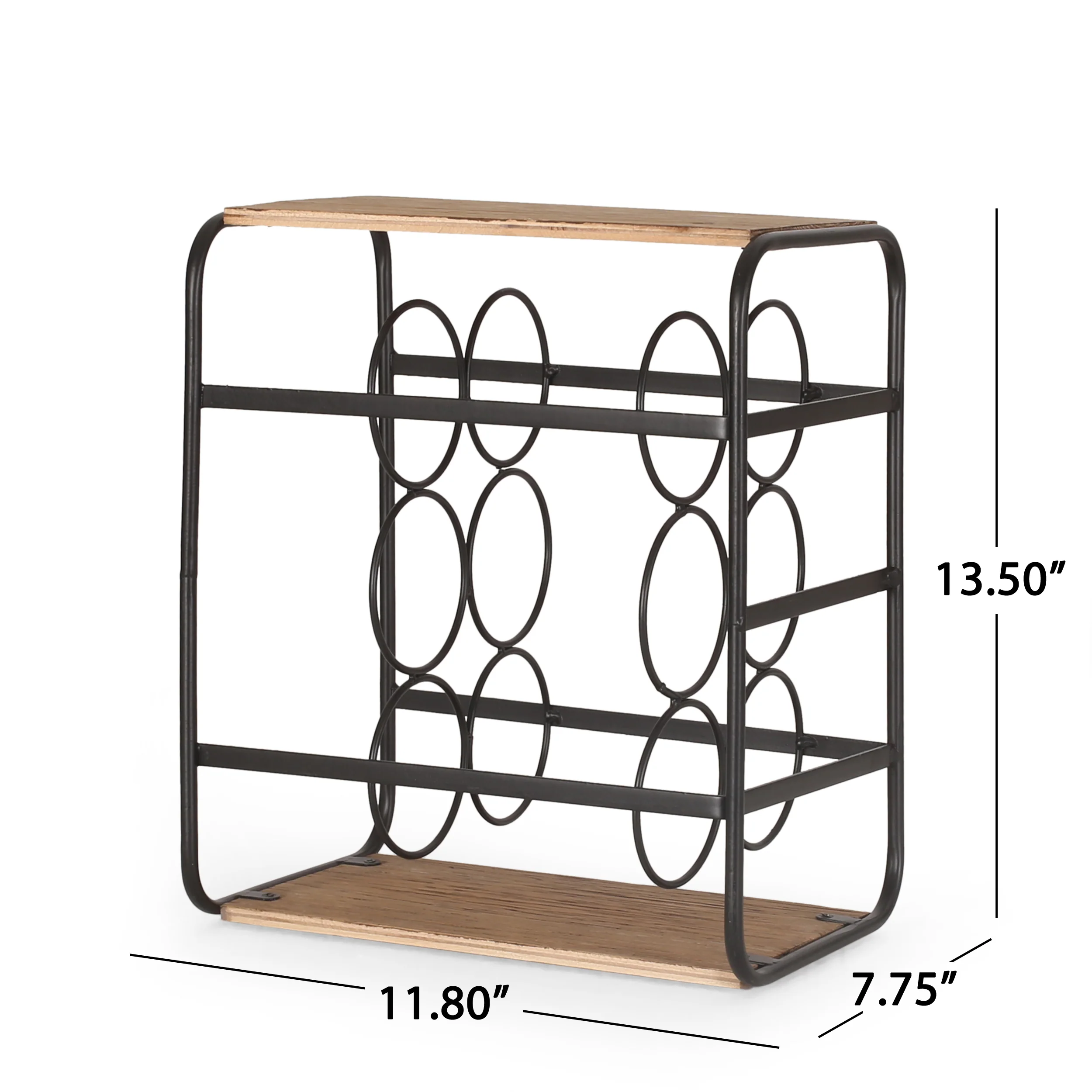 Gurnett Modern Industrial 6 Bottle Tabletop Wine Rack, Natural and Black - furnishings