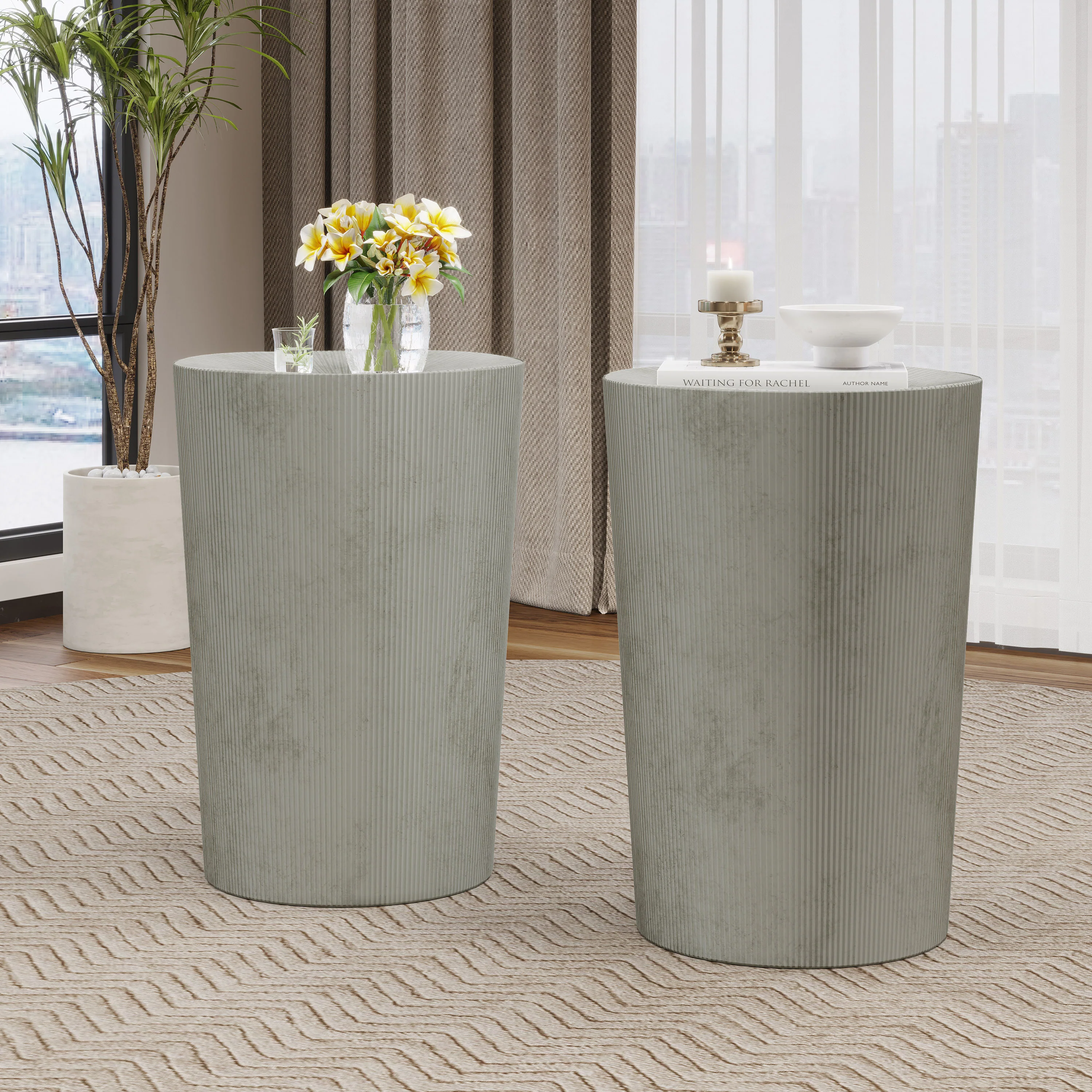Pamsha Modern Iron Sunburst Side Tables, Set of 2 - furnishings