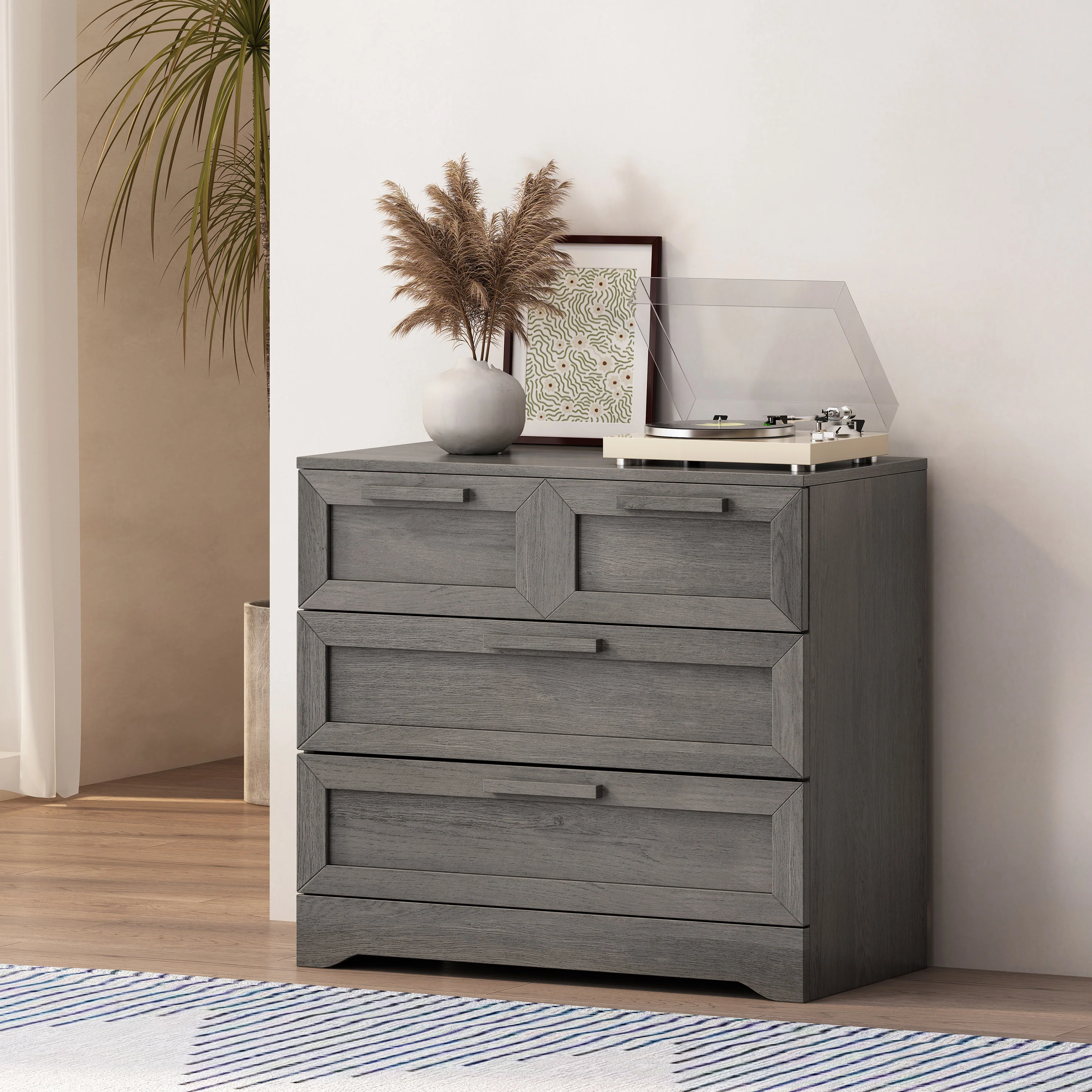 Broxon Rustic Wide 4 Drawer Dresser - furnishings