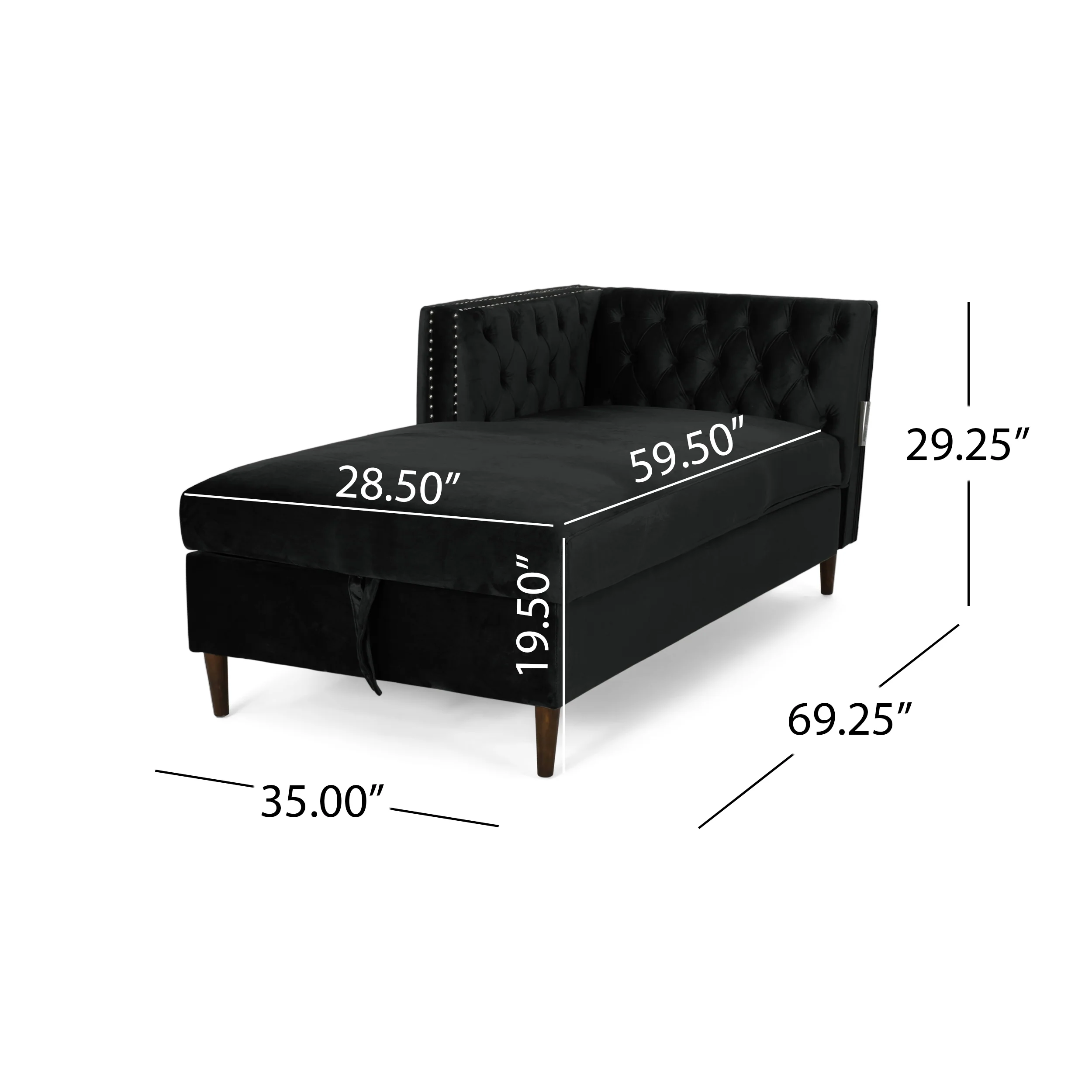 Jephthah Contemporary Tufted Velvet Sectional Sofa with Storage Chaise Lounge - furnishings