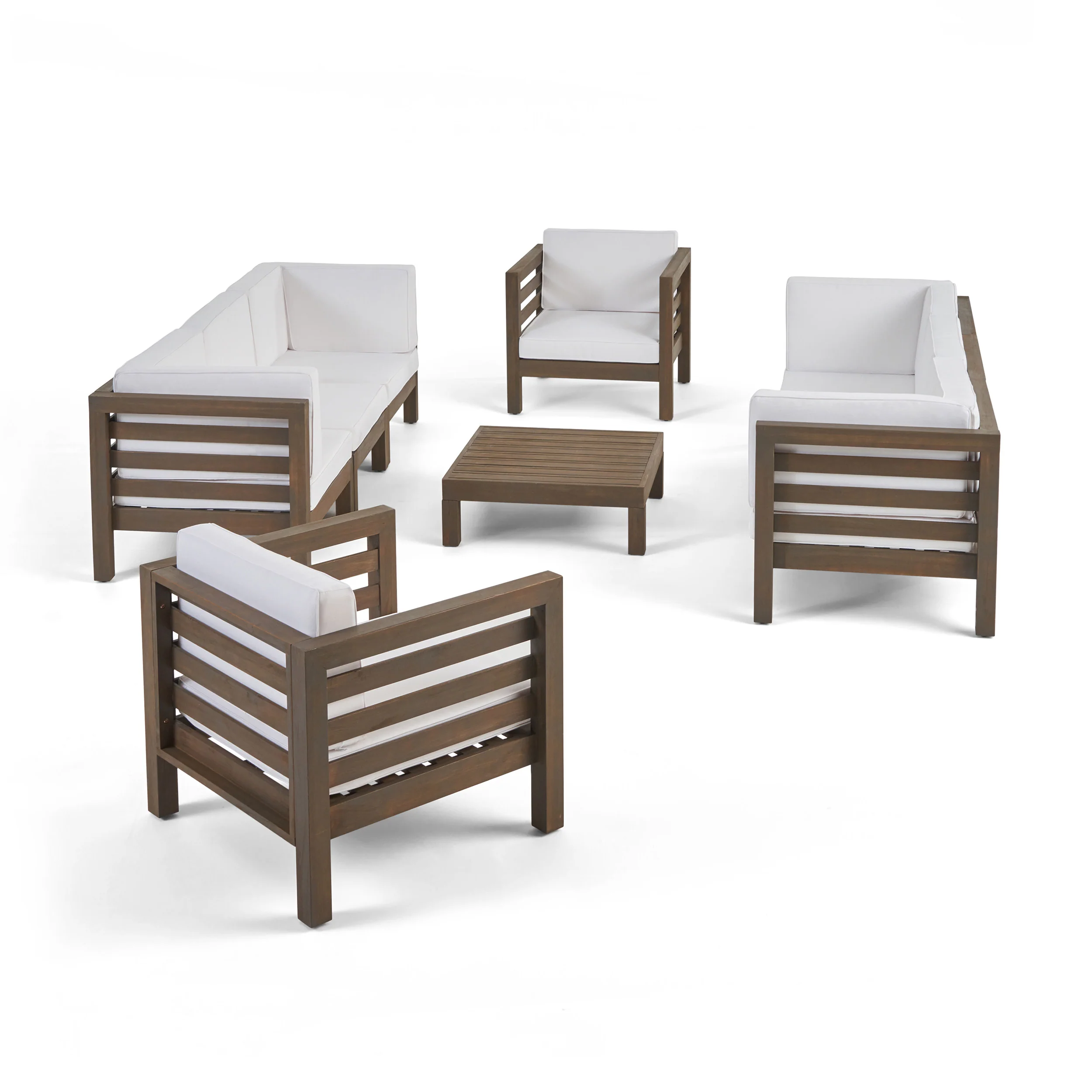 Emma Outdoor 8 Seater Acacia Wood Sofa and Club Chair Set - furnishings