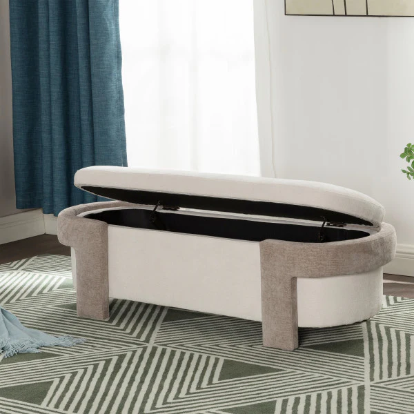 Ethan Upholstered Fabric Storage Ottoman Bench Foot Rest Stool - furnishings