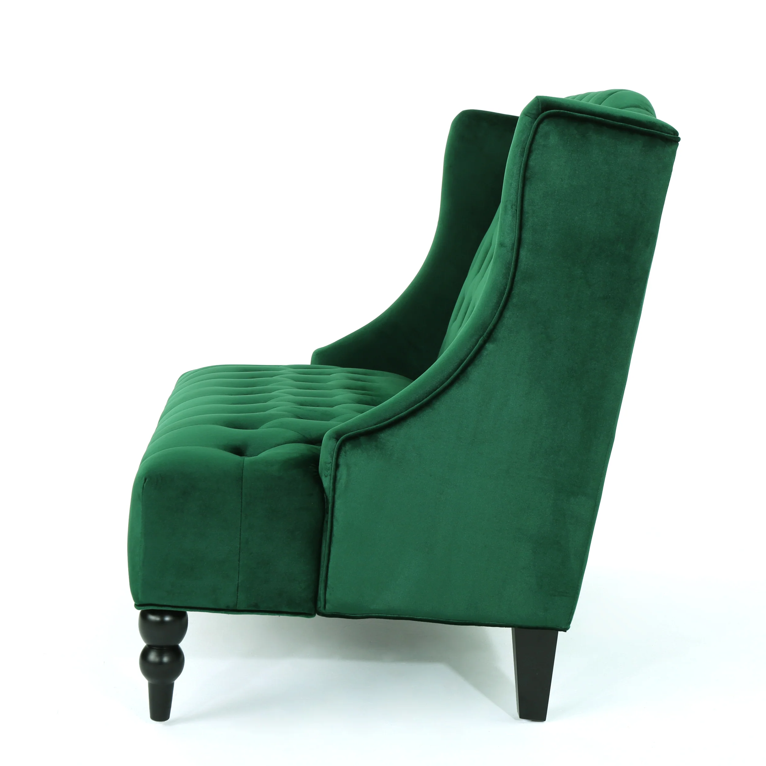 Leah French Style Tufted High Winged Back New Velvet Loveseat - furnishings