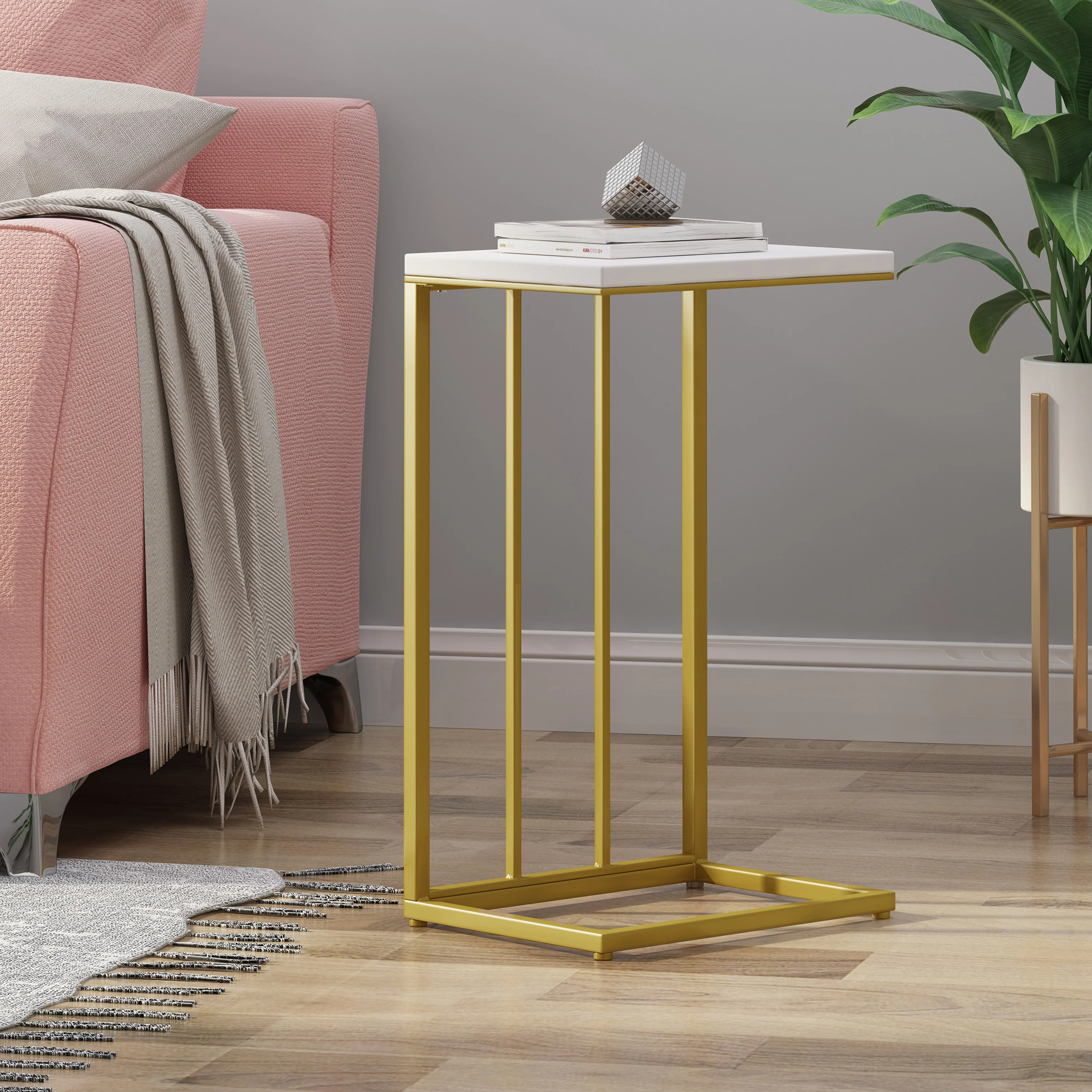 Leeum Modern Glam Faux Wood End Table - furnishings